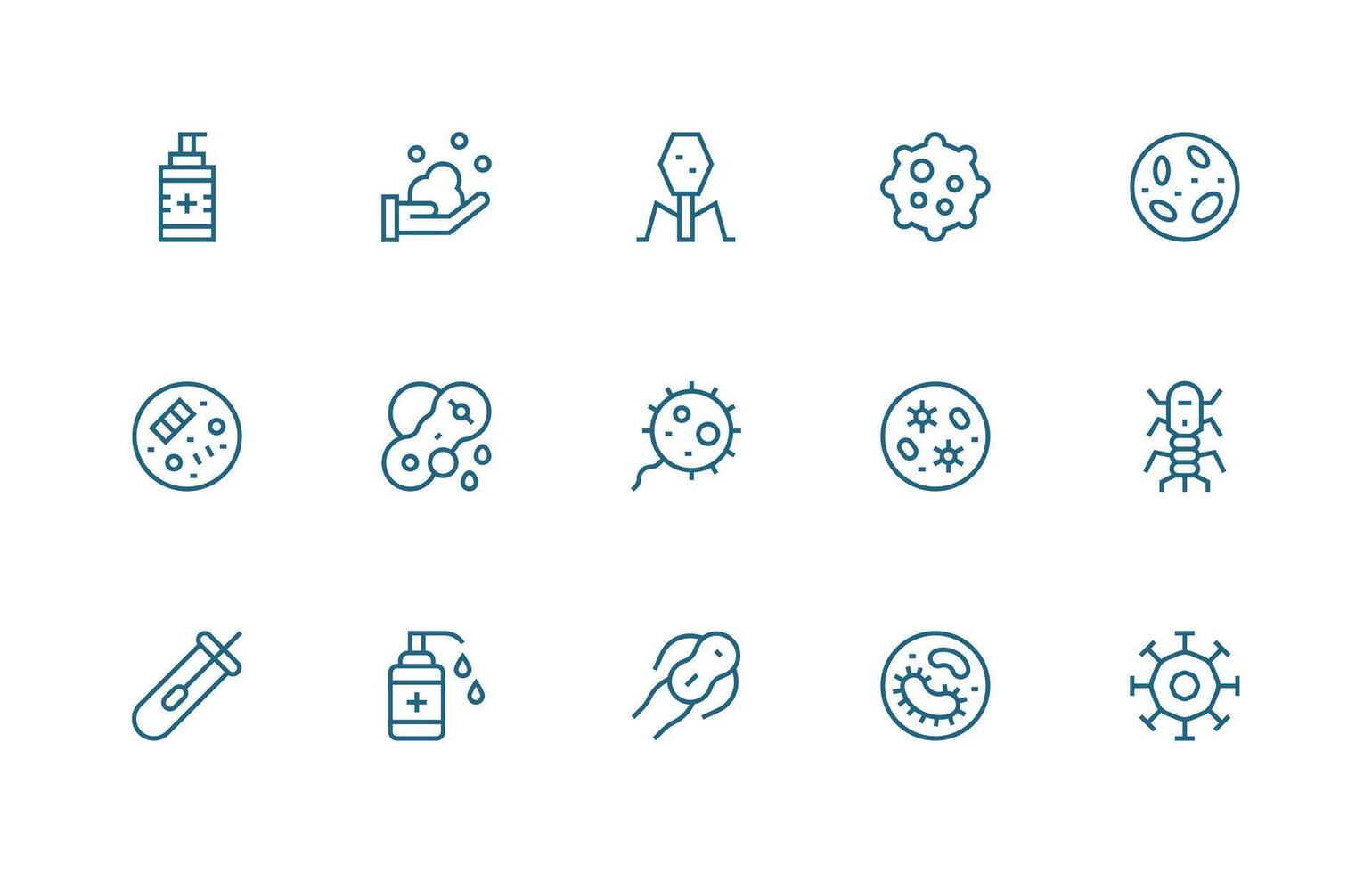 15 Regular Line Vectors for Bacteria Theme Simple Icons for Interface and Wireframes