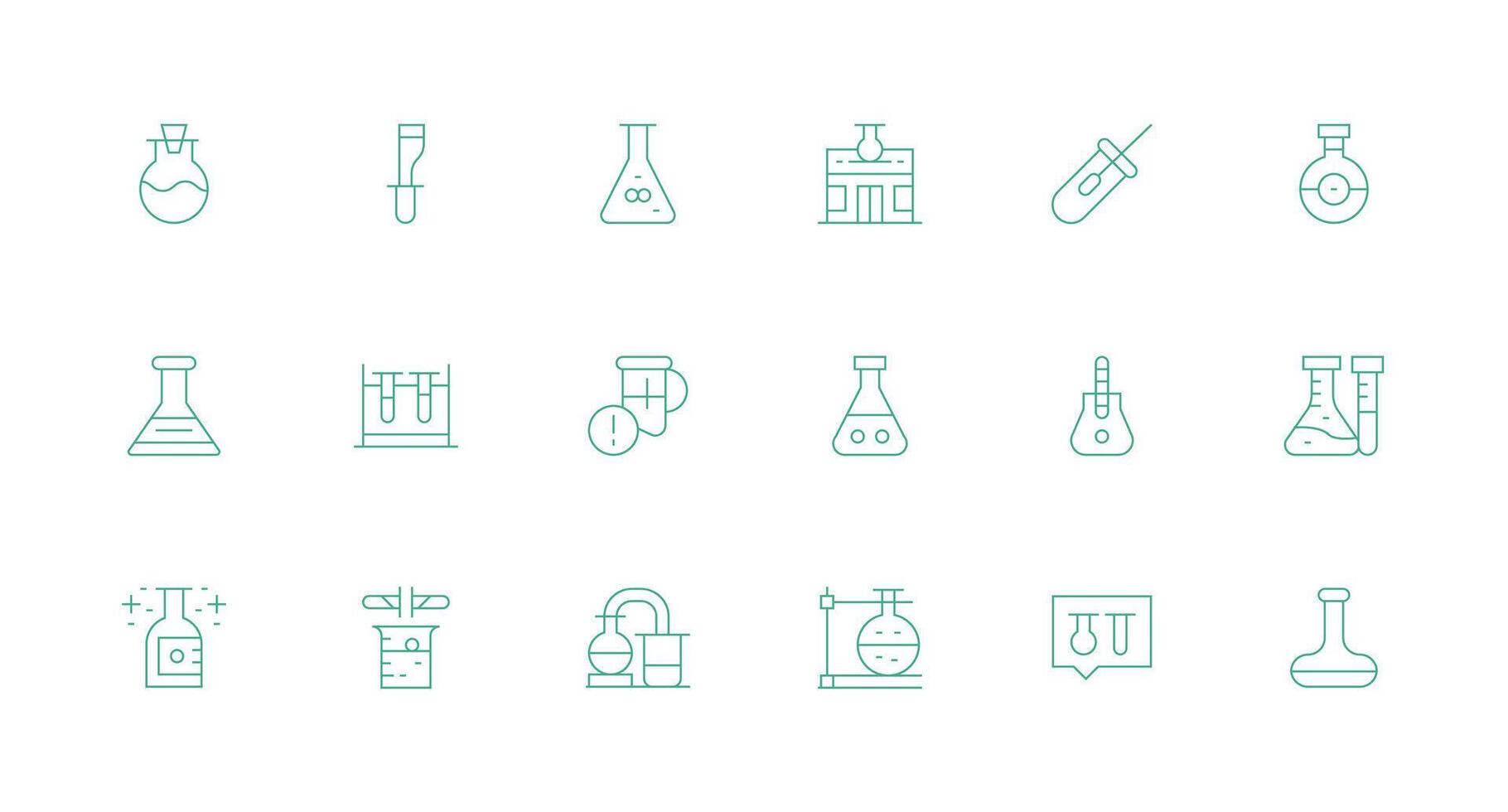 18 Minimal Line Designs for Beaker Icons Complete Icon Set for Mobile Apps vector