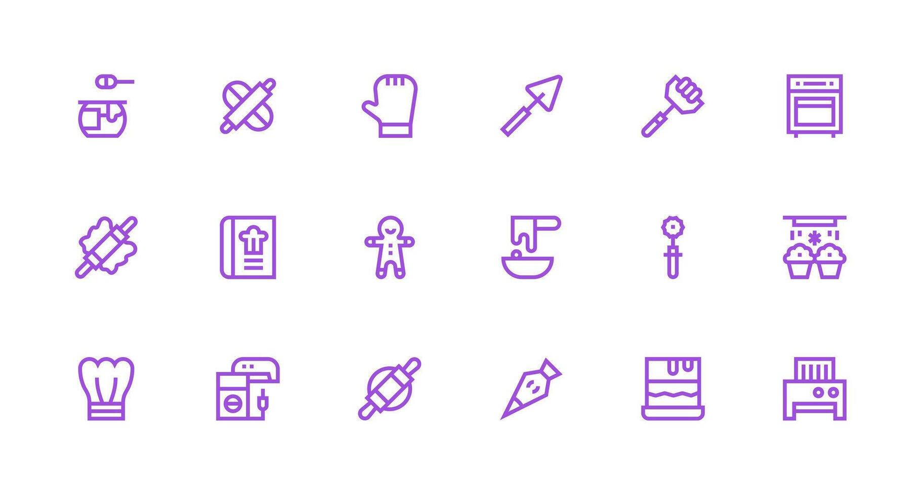 Baking Set with 18 Strong Stroke Line Icons Basic Icon Series vector