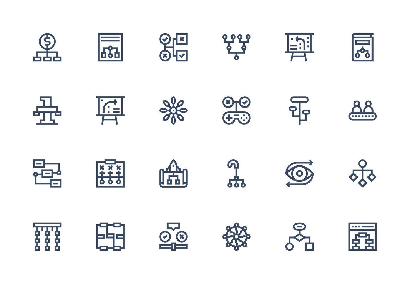 Thick Line Line Icons from Flowchart Set with 24 Vectors Display Icon Pack