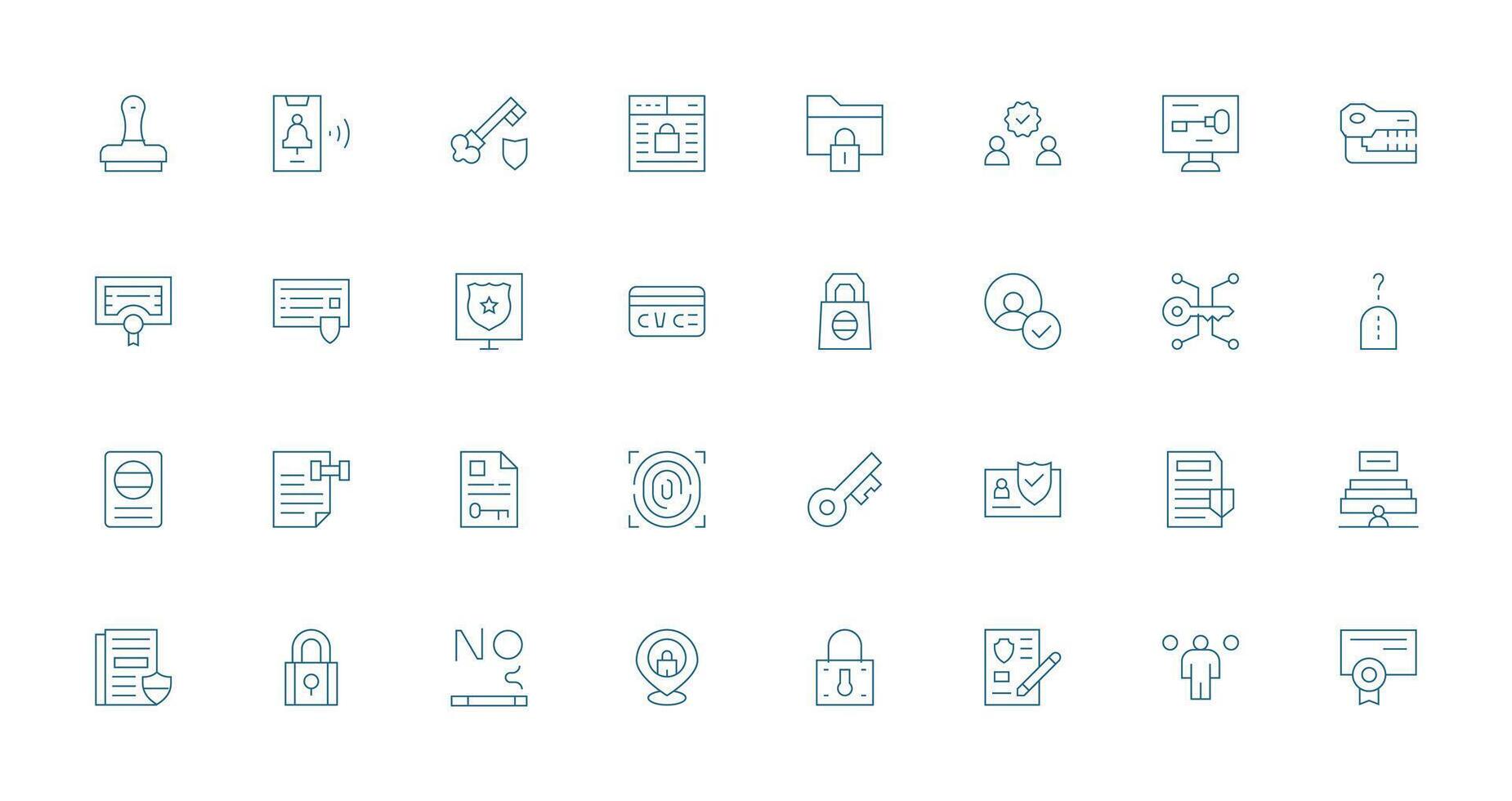 Authentication including 32 Thin Line Illustrations Multi-Style Icons for Creative Projects vector