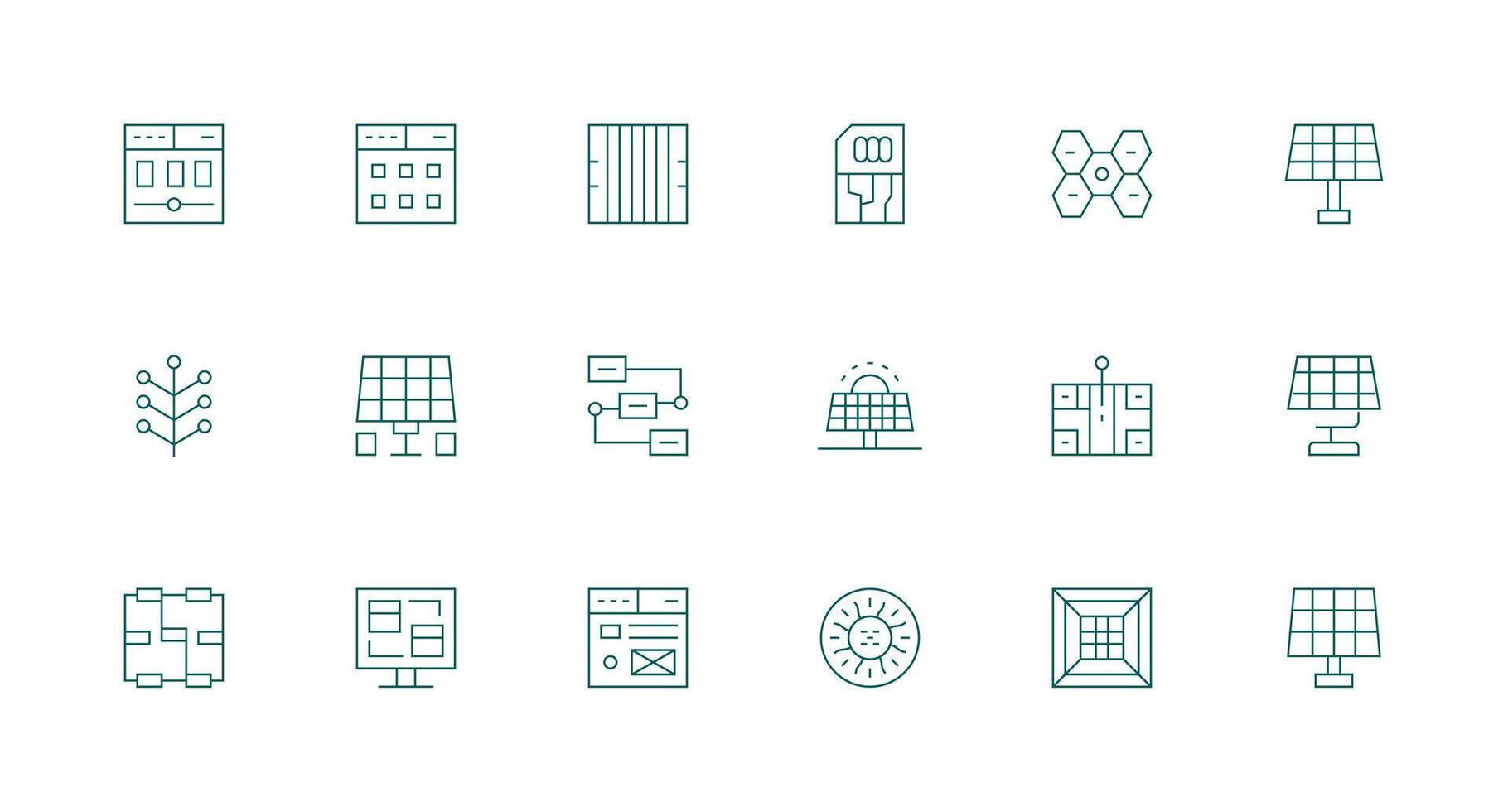 Module Set with 18 Minimal Line Icons Scalable Icon Pack vector