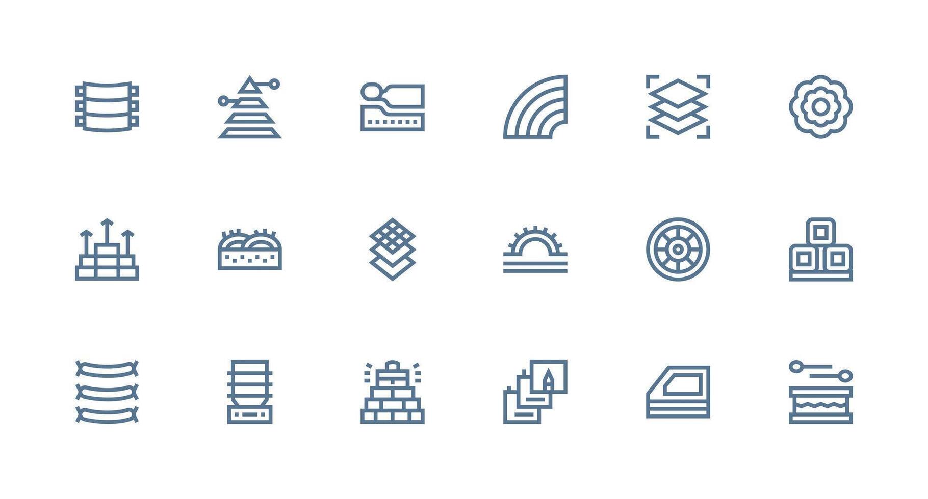 Strong Stroke Line Style Layers Icons with 18 Vectors Neatly Designed Icons for Web Platforms