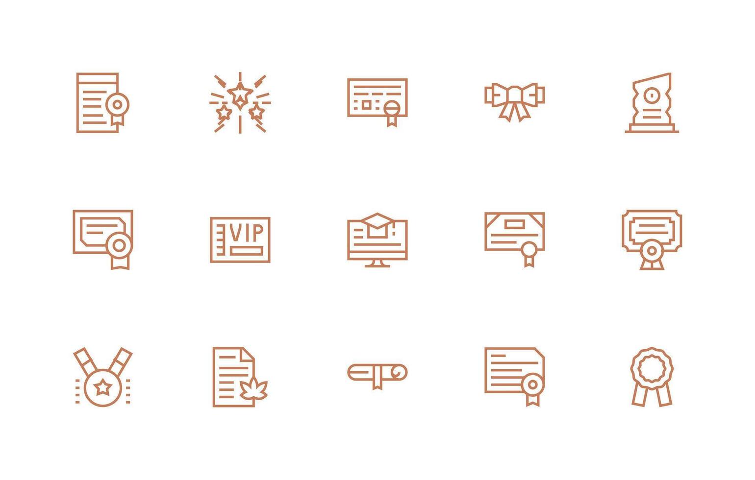 Certificate Design Icons featuring 15 in Regular Line Style Design Icon Pack vector
