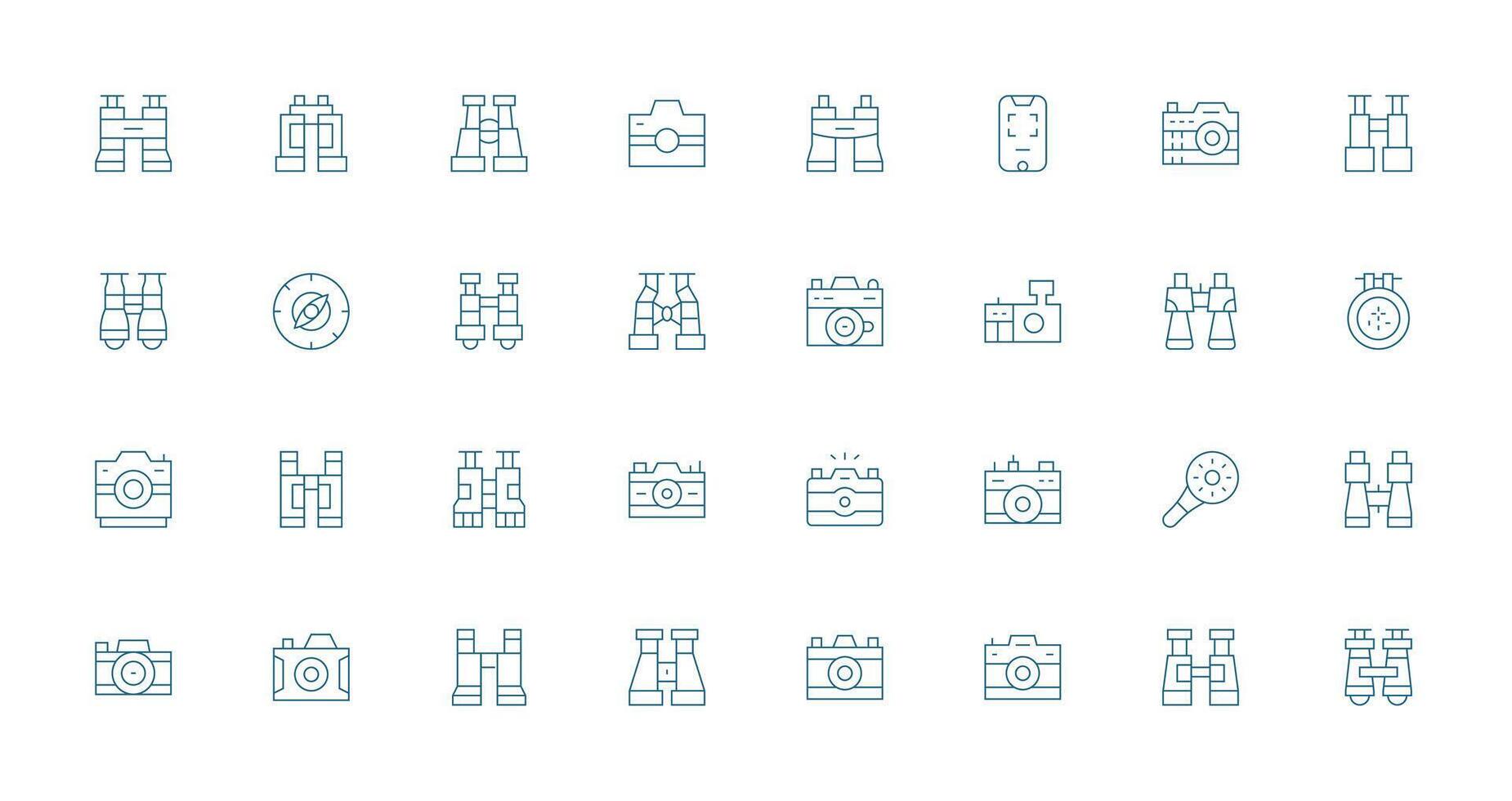 Viewfinder Visual Pack containing 32 Thin Line Icons Quick Access Icons for UI Development vector