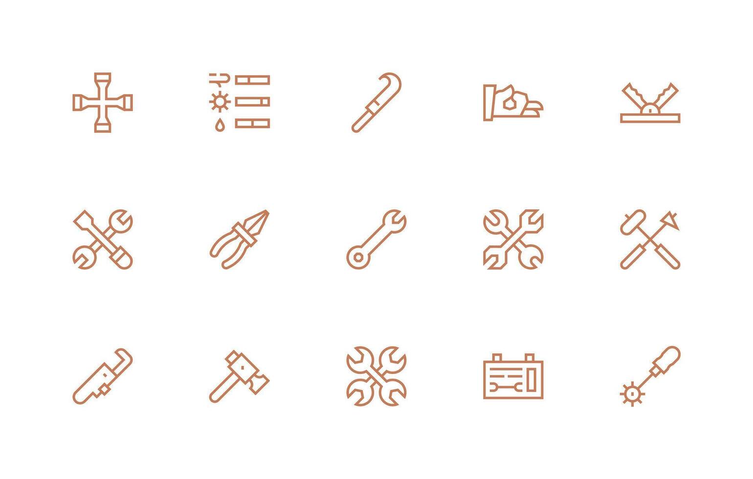 Wrench featuring 15 Icons in Regular Line Design Customizable Icon Series for Mobile Screens vector