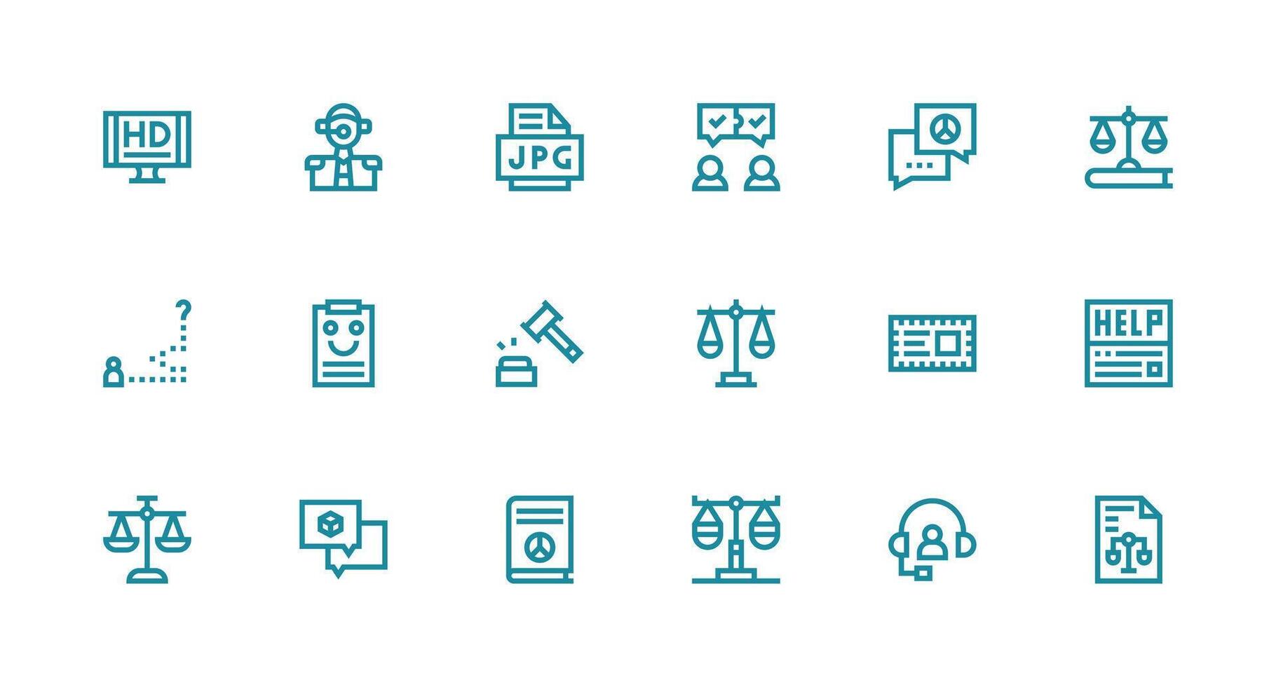 18 Strong Stroke Line Icons for Resolution Graphics User Interface Icons for Digital Products vector