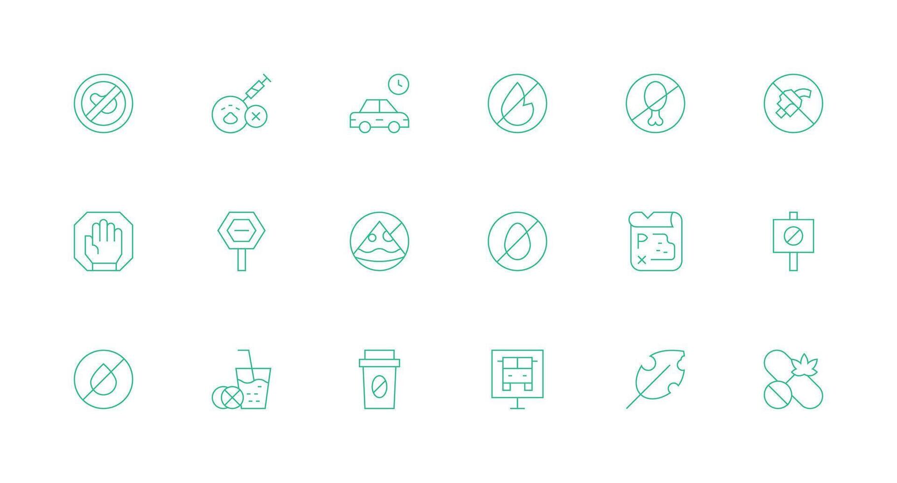 18 Minimal Line Style Icons from Restriction Collection Scalable Icon Pack vector