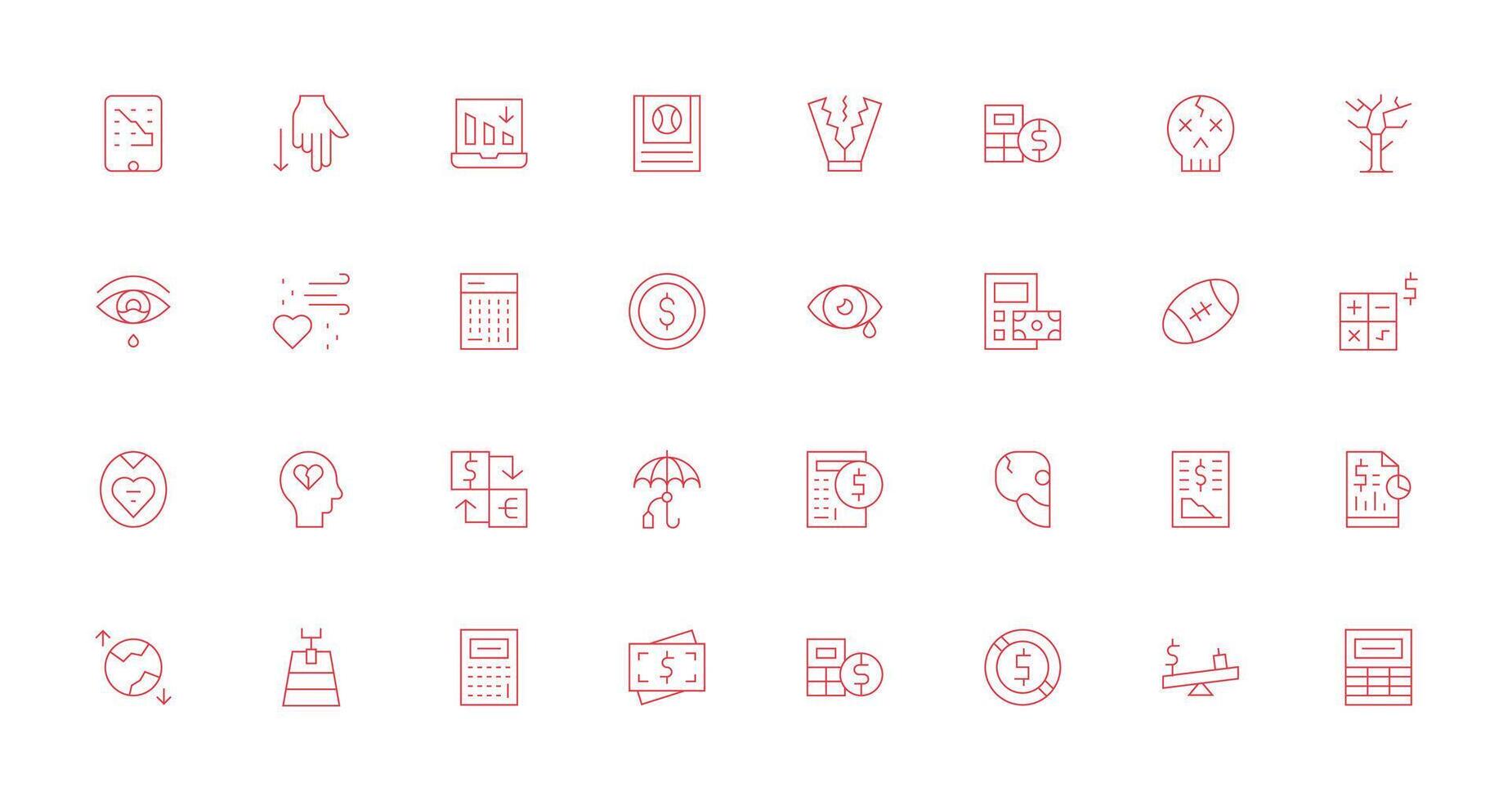 Thin Line Icons from Loss Set with 32 Vectors Simple Icons for Interface and Wireframes