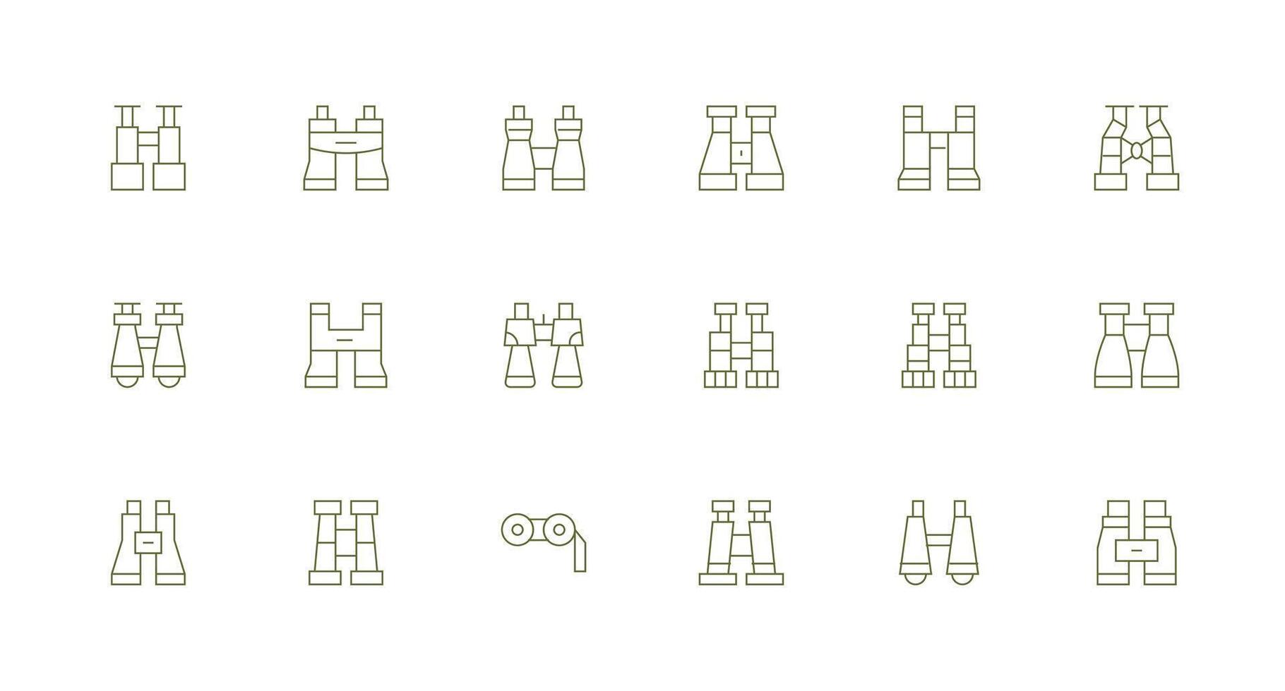 Spotting Scope Set with 18 Minimal Line Icons Icon Set for Web vector