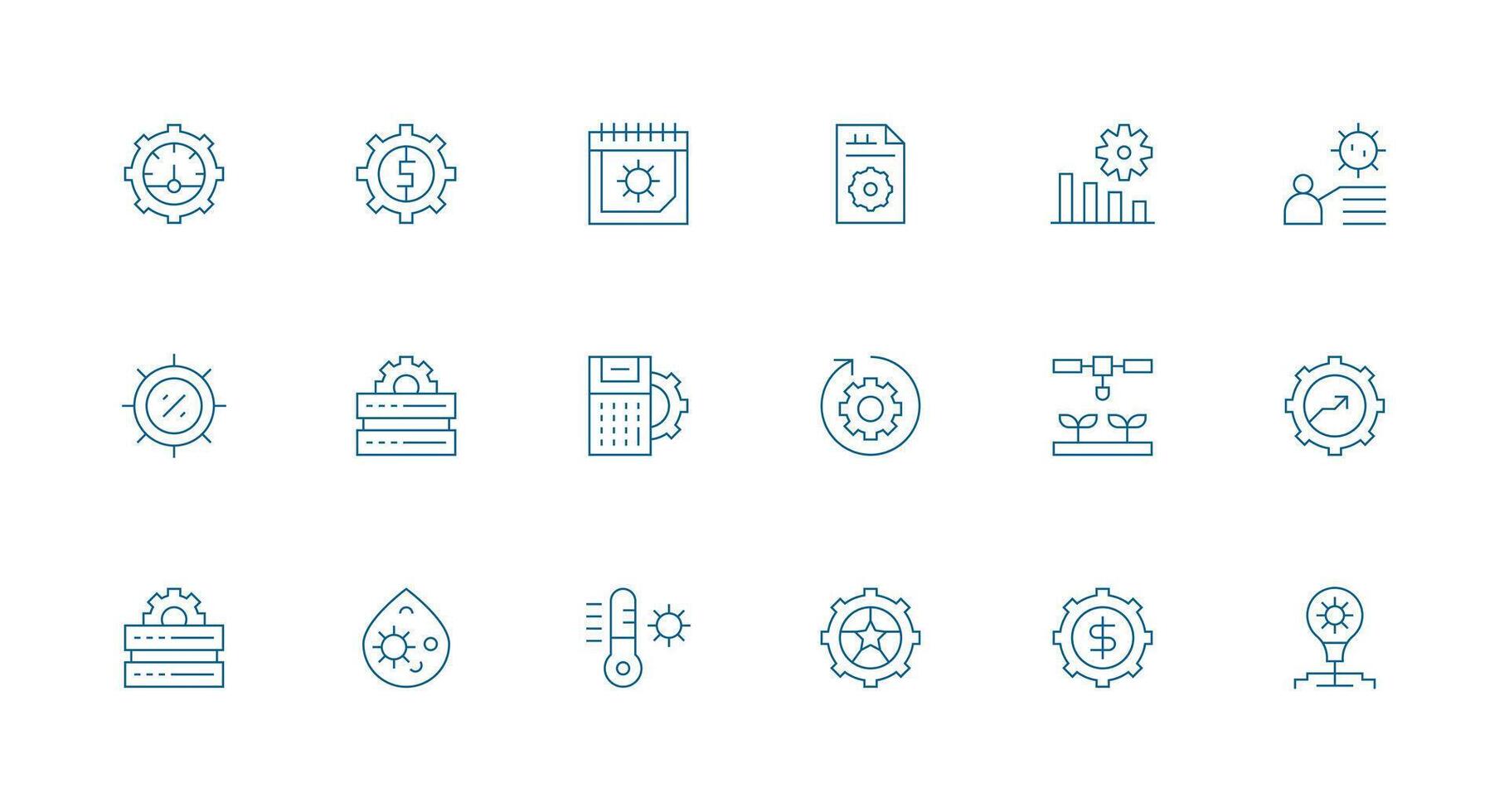 mejoramiento icono conjunto con 18 mínimo línea gráficos creativo icono conjunto vector