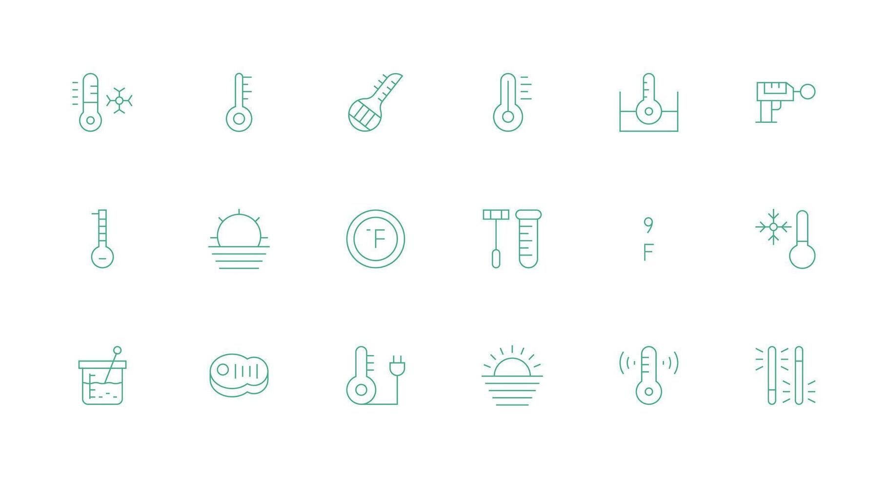 18 Minimal Line Icons for Thermometer Graphics Complete Icon Set for Mobile Apps vector