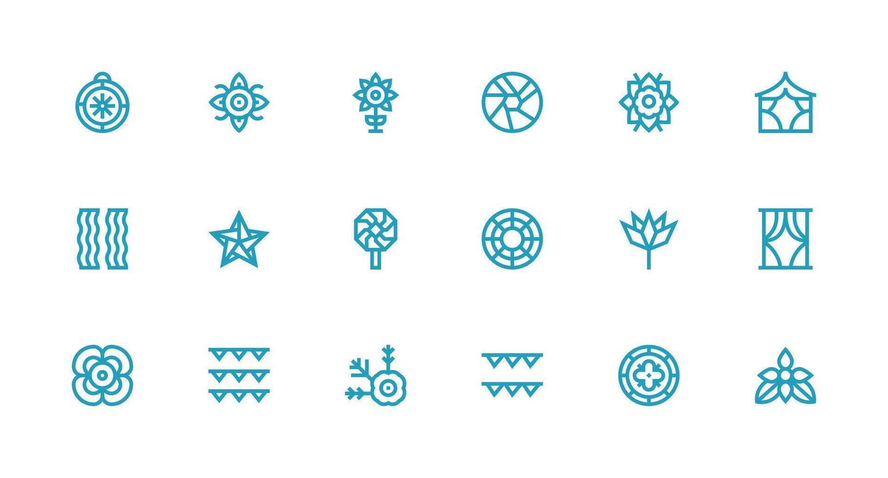 Decorative Element including 18 Strong Stroke Line Illustrations Web and App Icon Pack Collection vector