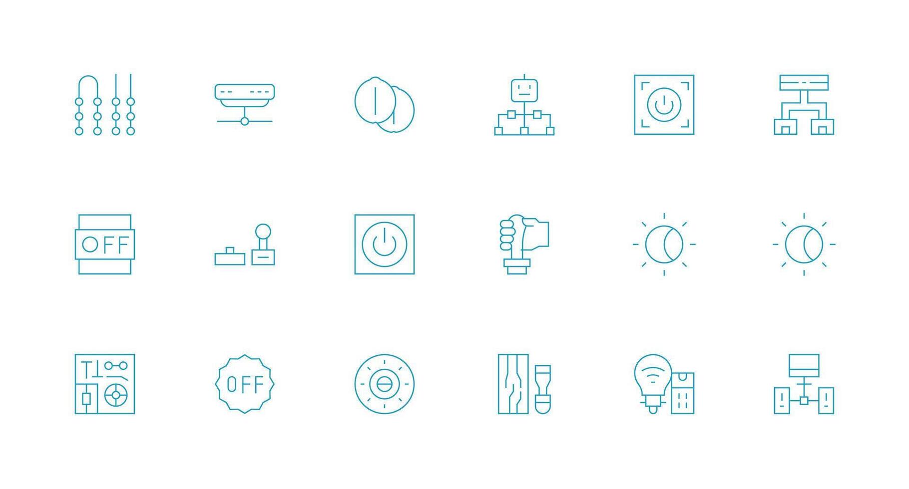 Minimal Line Style Switch Icons with 18 Vectors Clean Set for Layout Prototypes