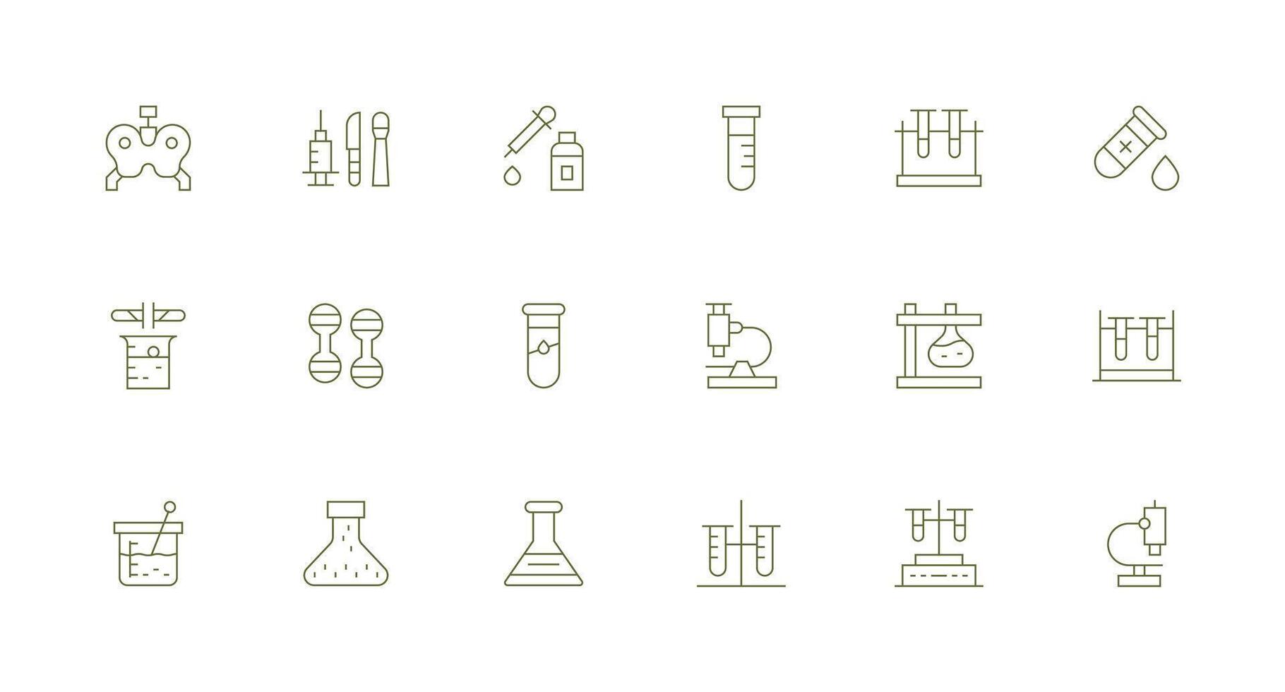 Lab Equipment including 18 Minimal Line Illustrations Complete Icon Bundle for Web Design vector