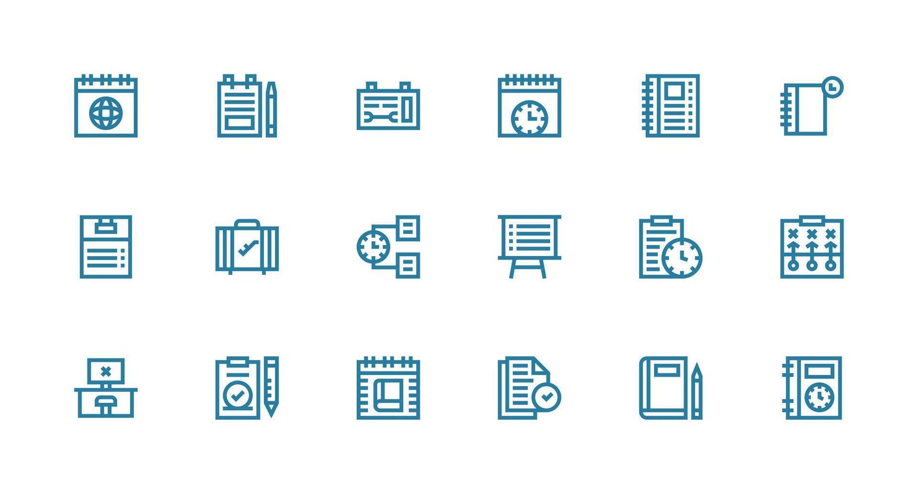 Task Design Icons featuring 18 in Strong Stroke Line Style Simple Icon Pack vector