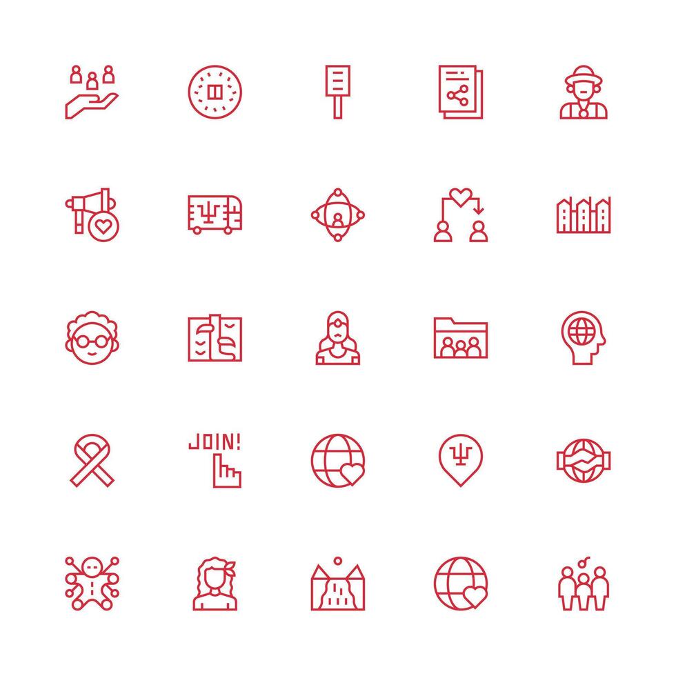 Community including 25 Medium Stroke Outline Illustrations Neatly Designed Icons for Web Platforms vector