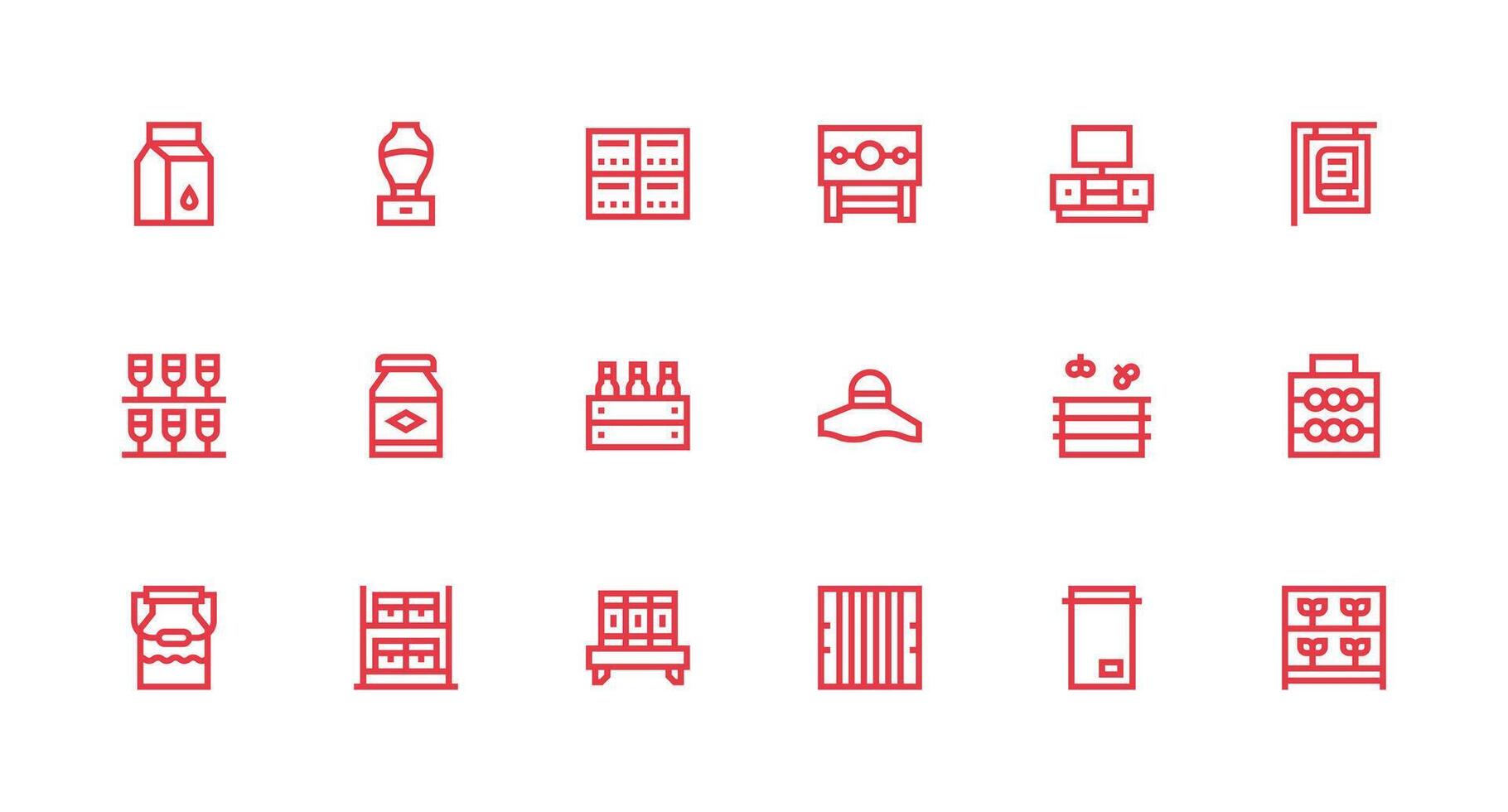 Strong Stroke Line Icons from Shelf Set with 18 Vectors Digital Product Icons for Fast Delivery