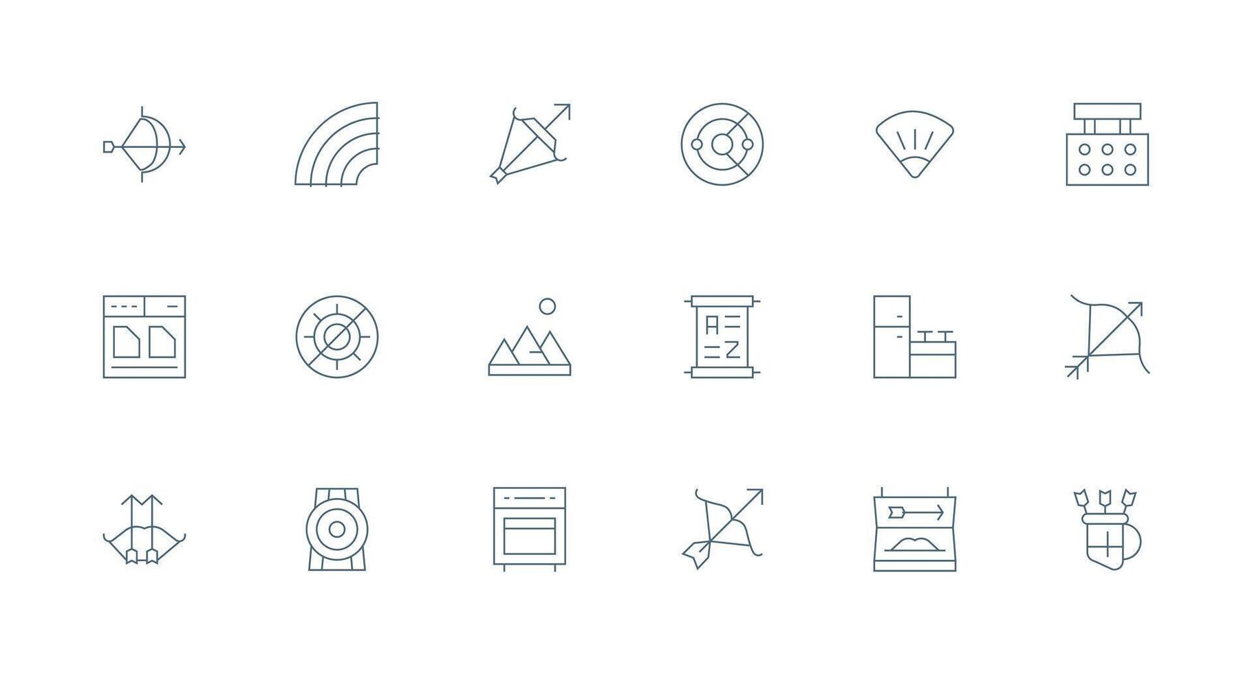 rango icono colección con 18 mínimo línea diseños icono conjunto para proyectos vector