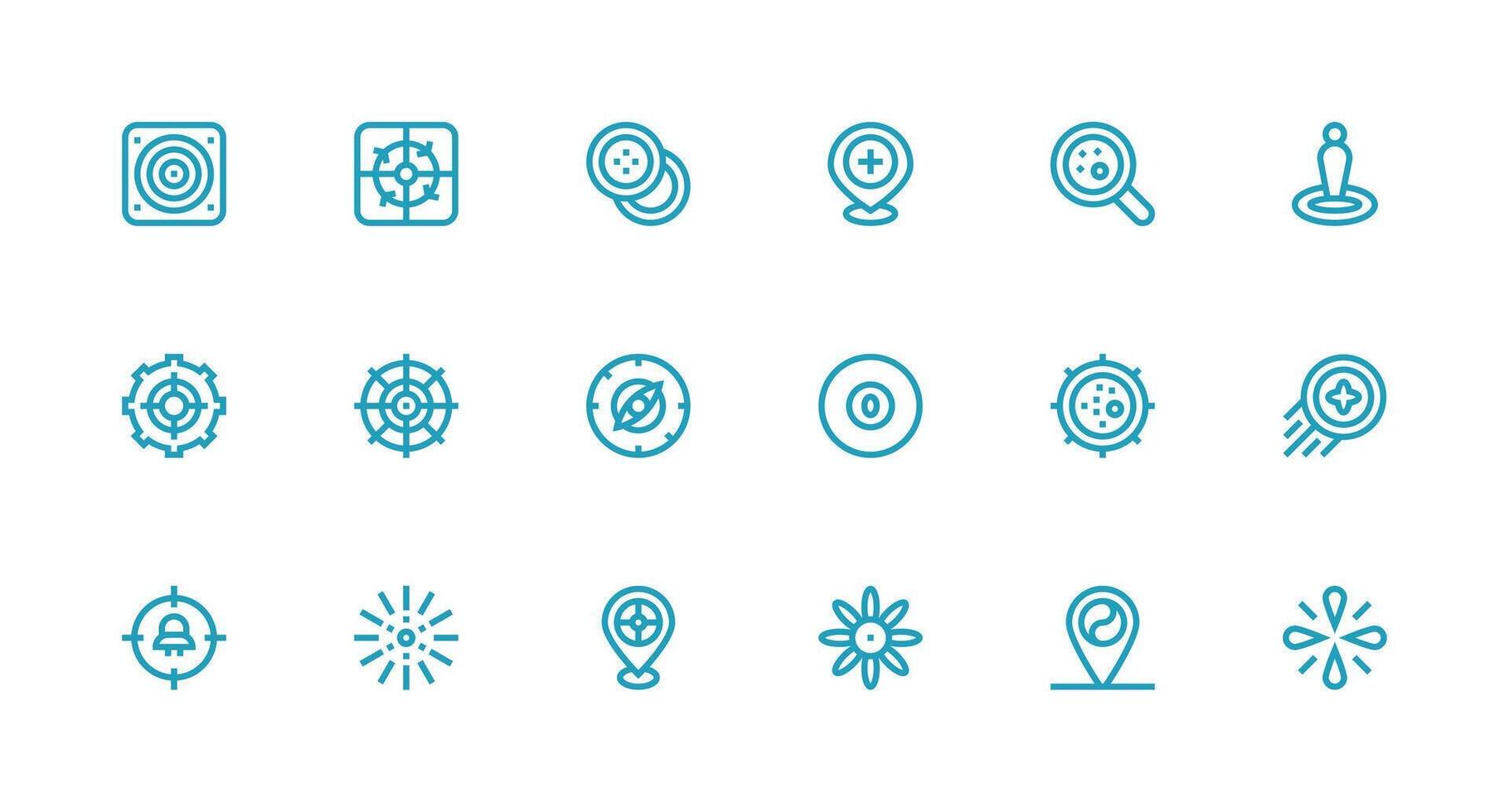 Strong Stroke Line Style Center Icons with 18 Vectors Responsive Icon Set for Flexible Layouts