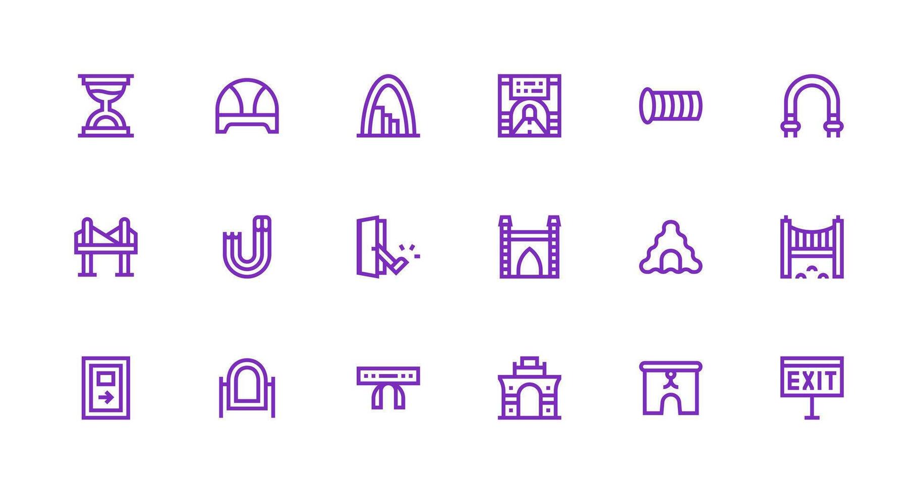 18 Strong Stroke Line Icons for Passage Graphics Simple Icons for Interface and Wireframes vector