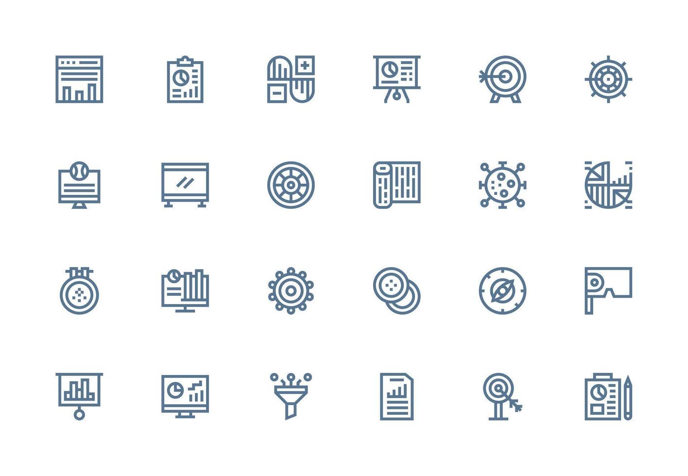Thick Line Line Icons from Visualization Set with 24 Vectors All Device Compatible Icon Set