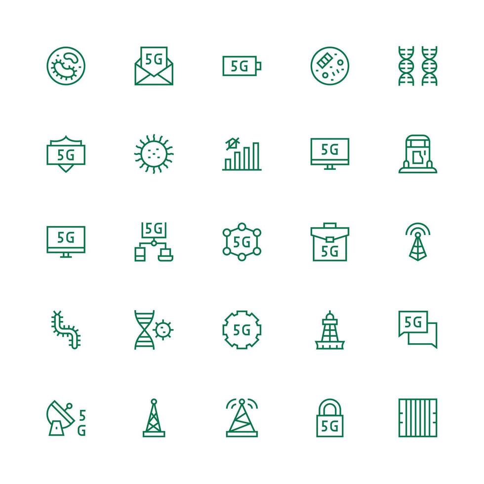 Cellular Icon Set with 25 Medium Stroke Outline Graphics Simplified Icon Pack for Visual Tools vector