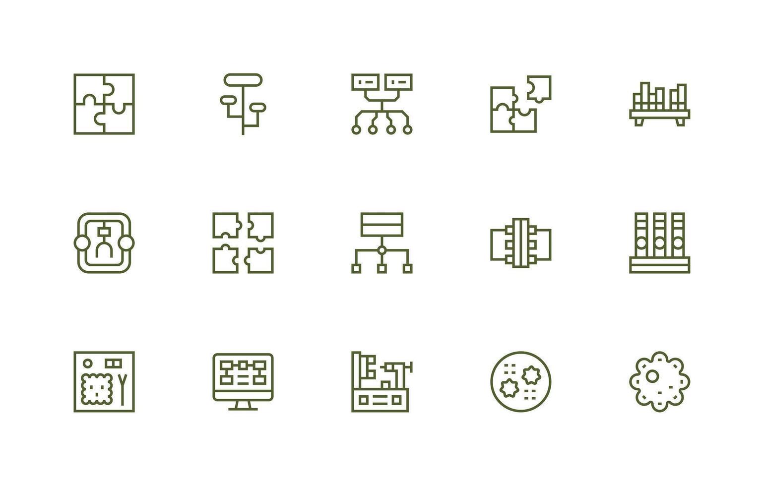 componentes icono conjunto con 15 regular línea gráficos funcional icono serie vector