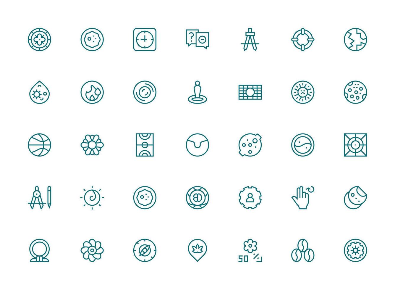 Regular Clean Line Icons from Circle Set with 35 Vectors Pixel Perfect Icon Set