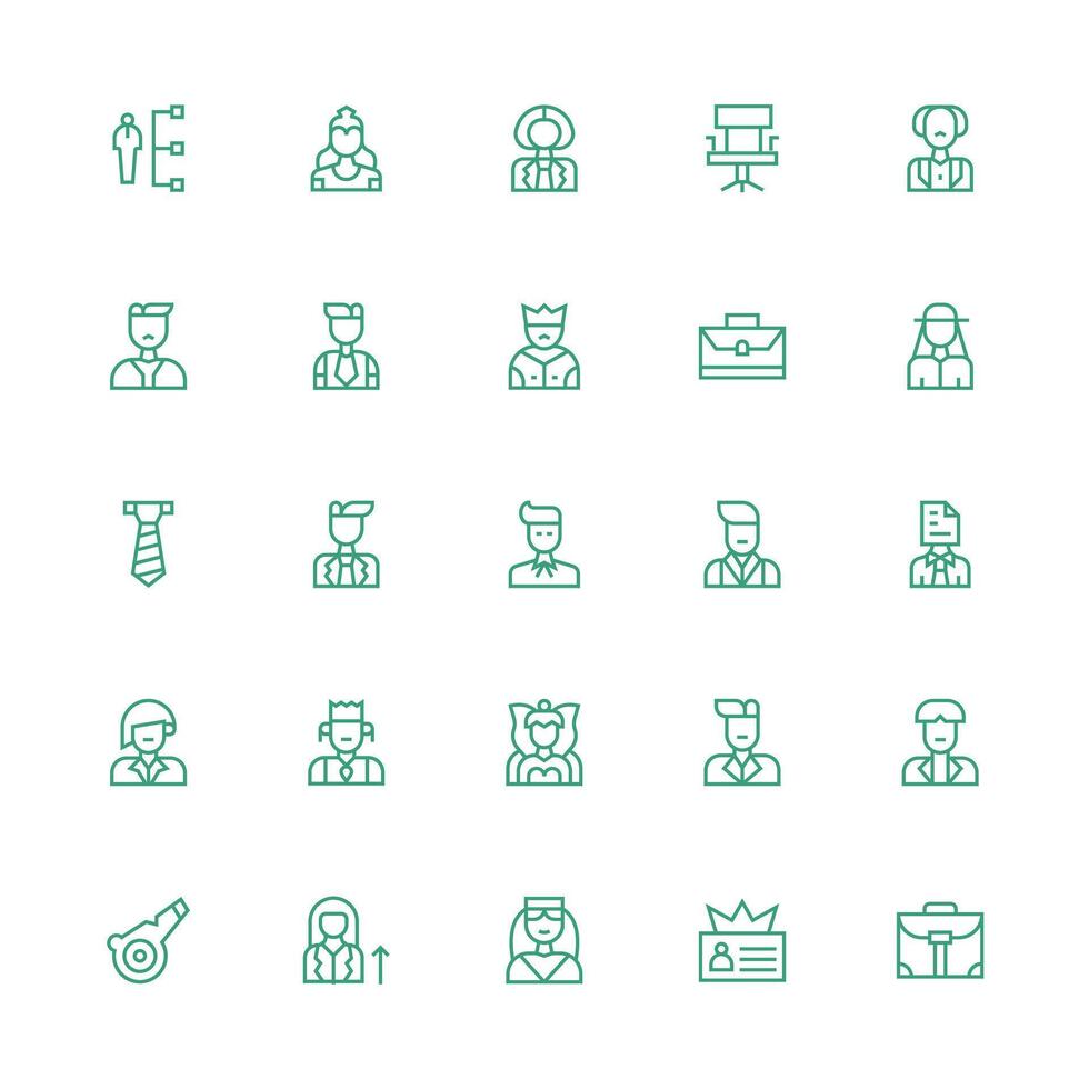 Executive Design Icons featuring 25 in Medium Stroke Outline Style Style Icon Set vector