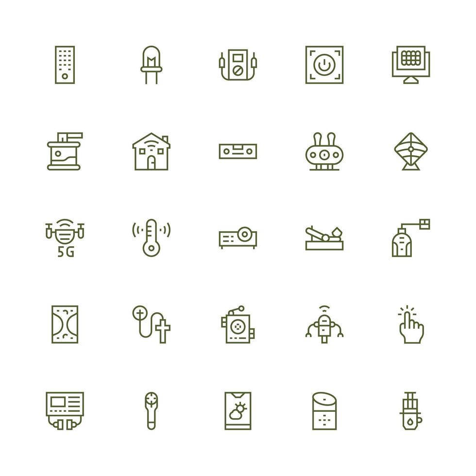 Medium Stroke Outline Style Device Icons with 25 Vectors Icon Pack for Various Themes