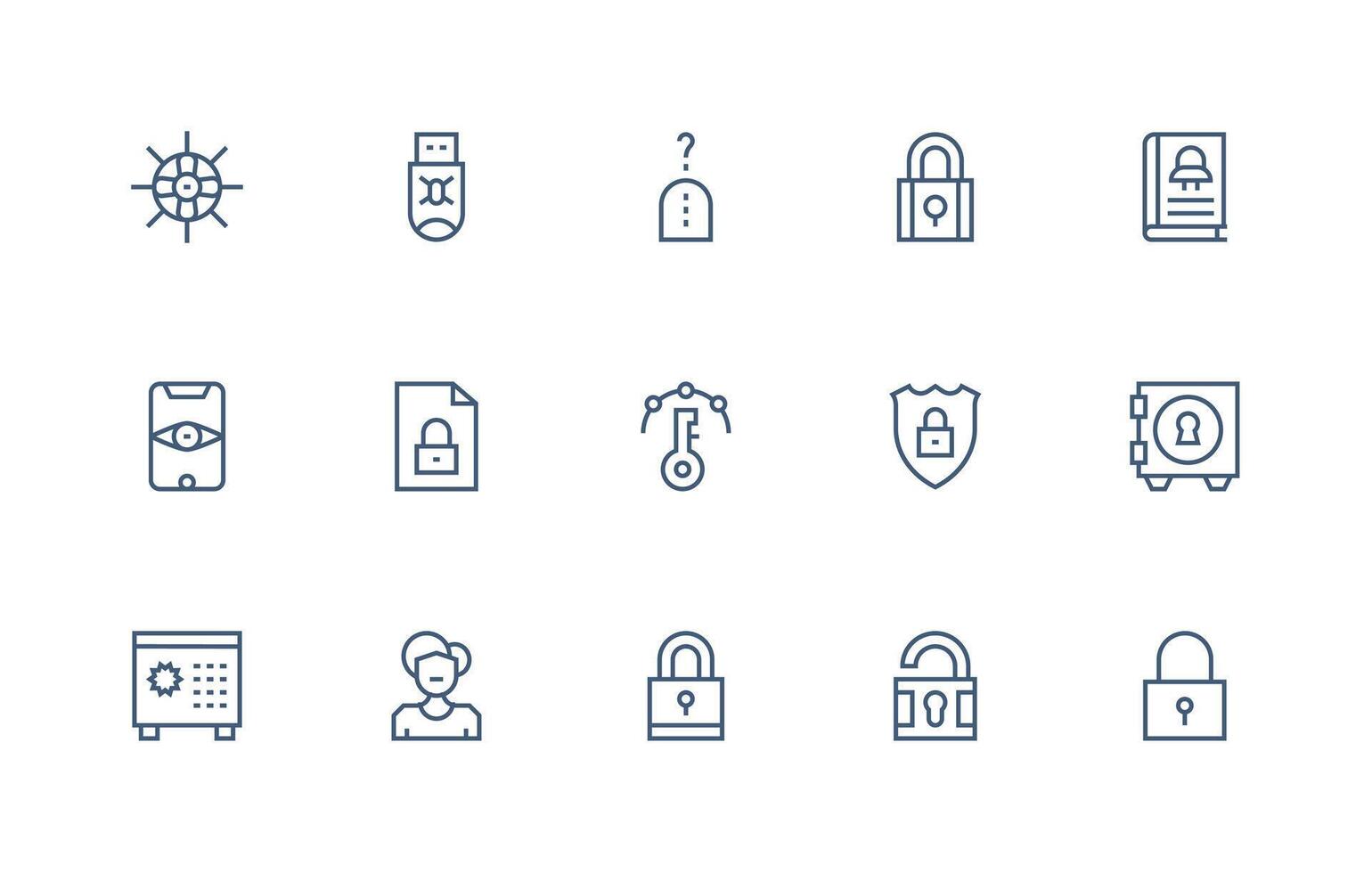 regular línea estilo contraseña íconos con 15 vectores de múltiples fines icono conjunto