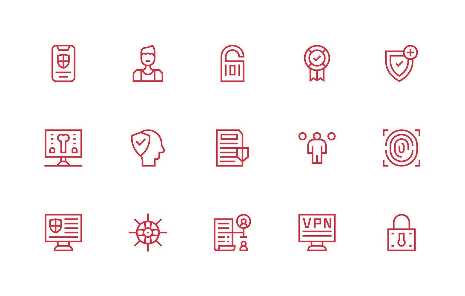 Authentication including 15 Regular Line Illustrations Complete Icon Bundle for Web Design vector