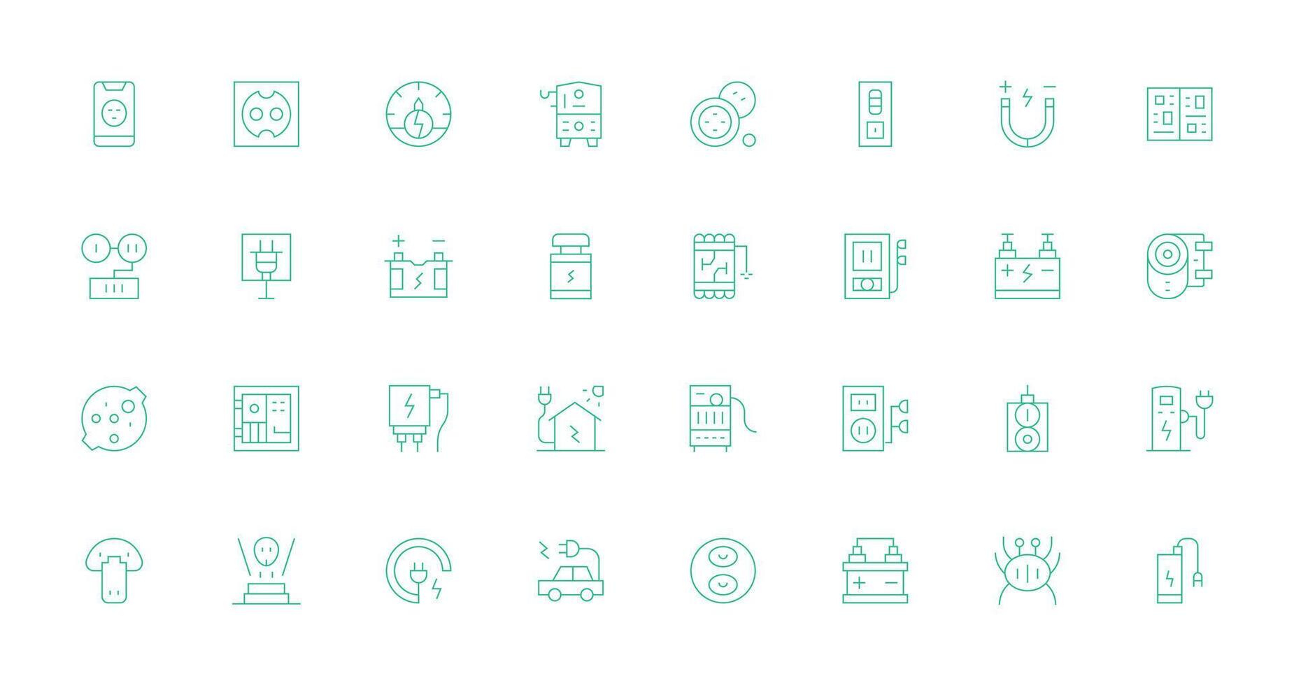 Power Supply Set with 32 Thin Line Icons UI-Ready Icon Collection vector