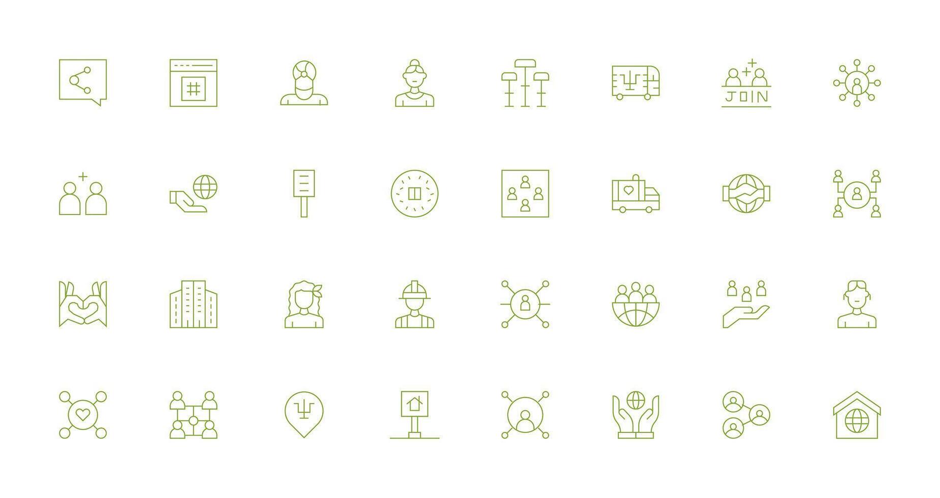 Community Icon Collection with 32 Thin Line Designs Multi-Style Icon Collection vector
