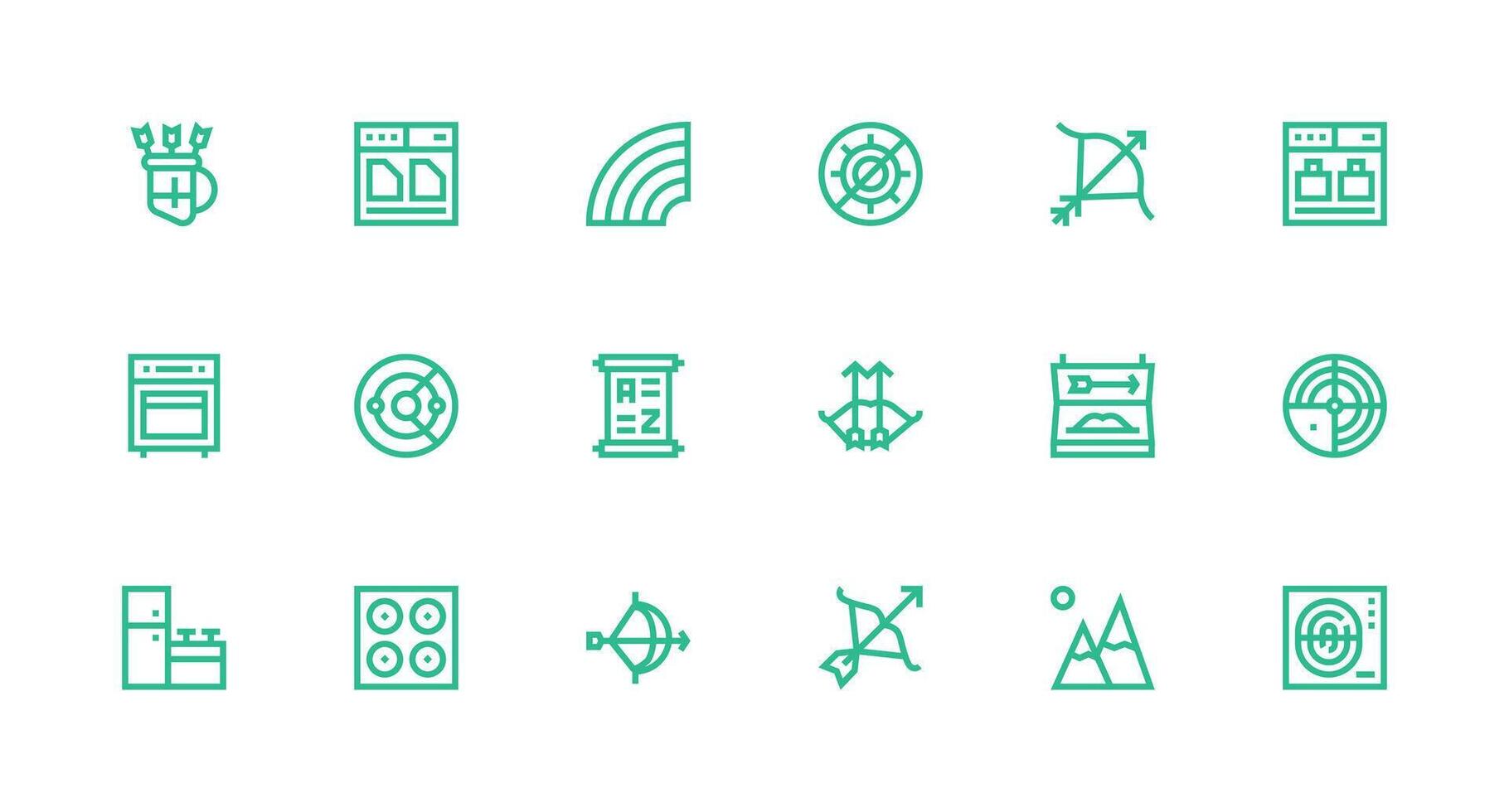 Range featuring 18 Icons in Strong Stroke Line Design Detailed Icon Collection for Design Systems vector
