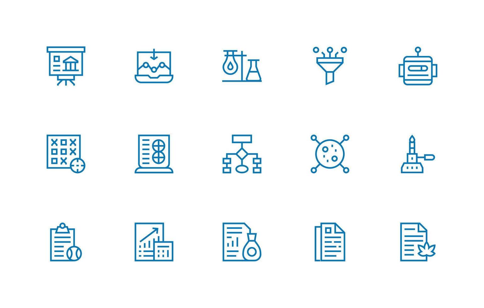 15 Regular Line Style Icons from Analysis Collection Balanced Icon Set for Functional Design vector