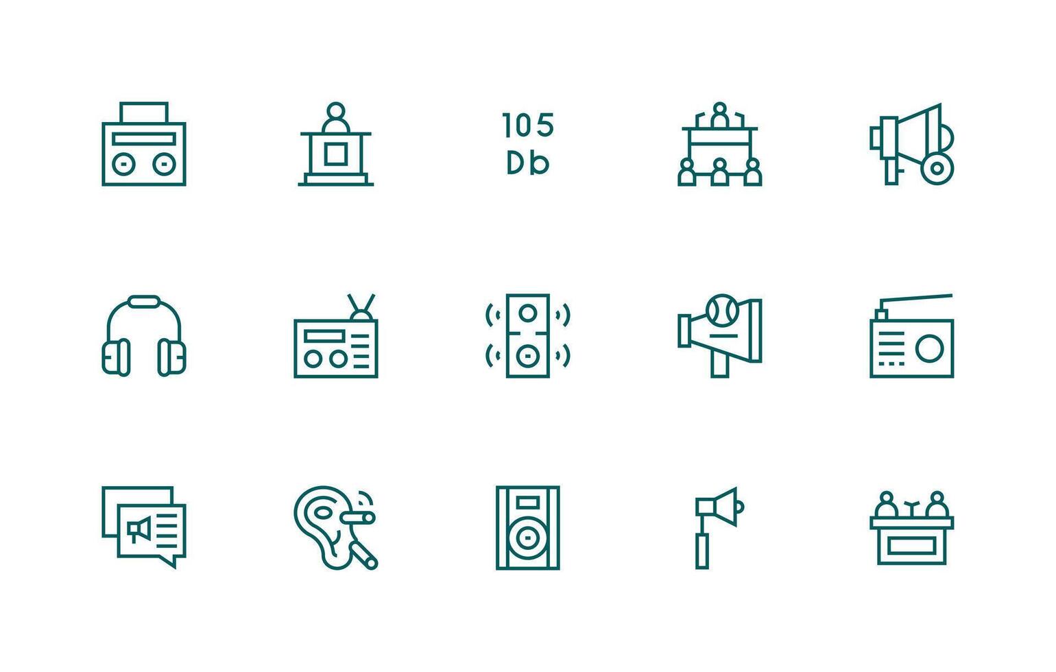 15 Icons for Speaker in Regular Line Format Digital Icon Collection vector