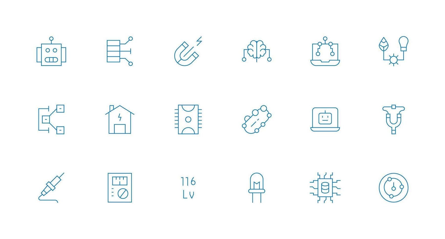 Circuit Visual Pack containing 18 Minimal Line Icons Icon Set for Projects vector