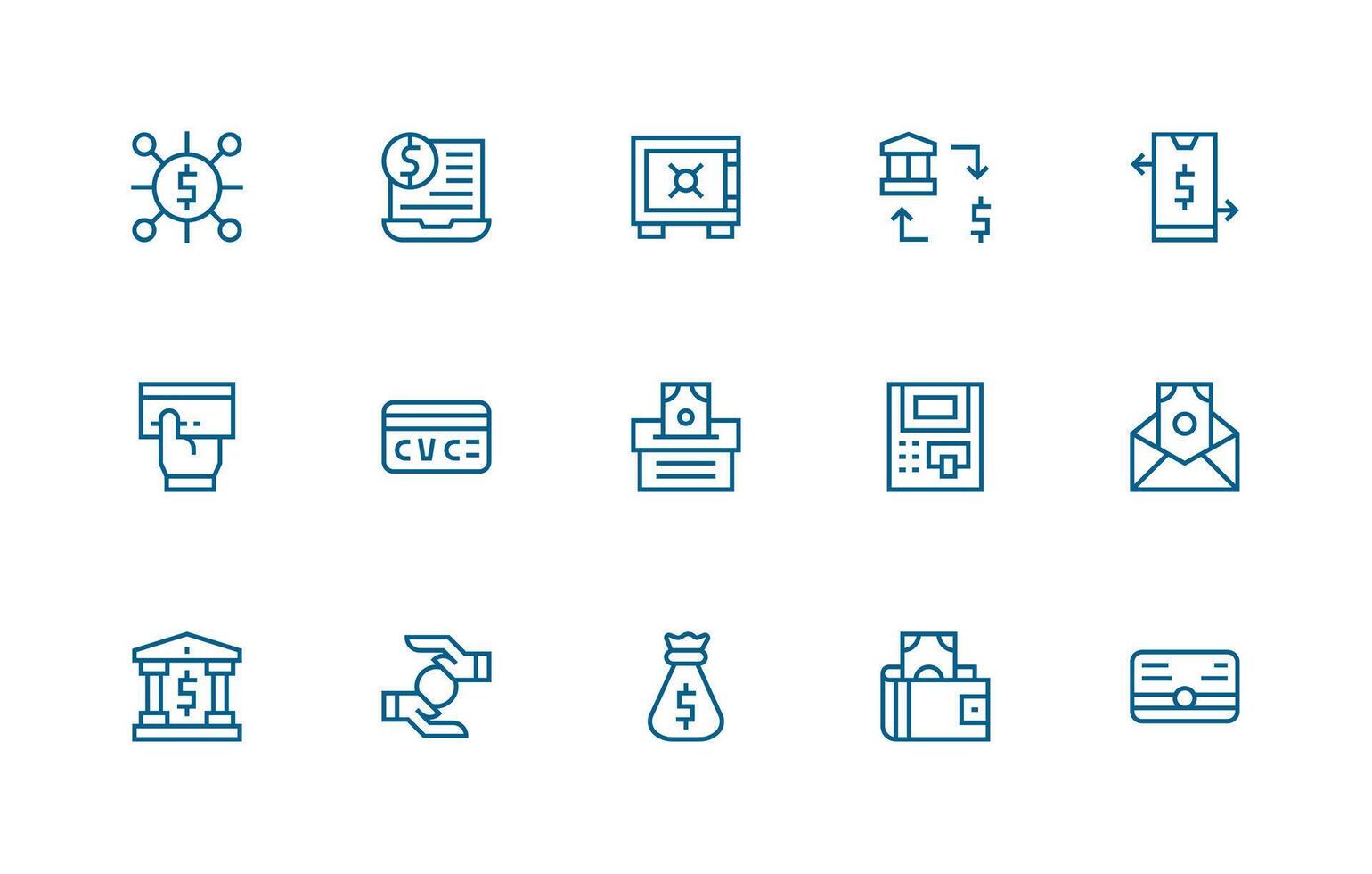 15 Regular Line Style Icons from Banking Collection Interface Icon Collection for Daily Projects vector