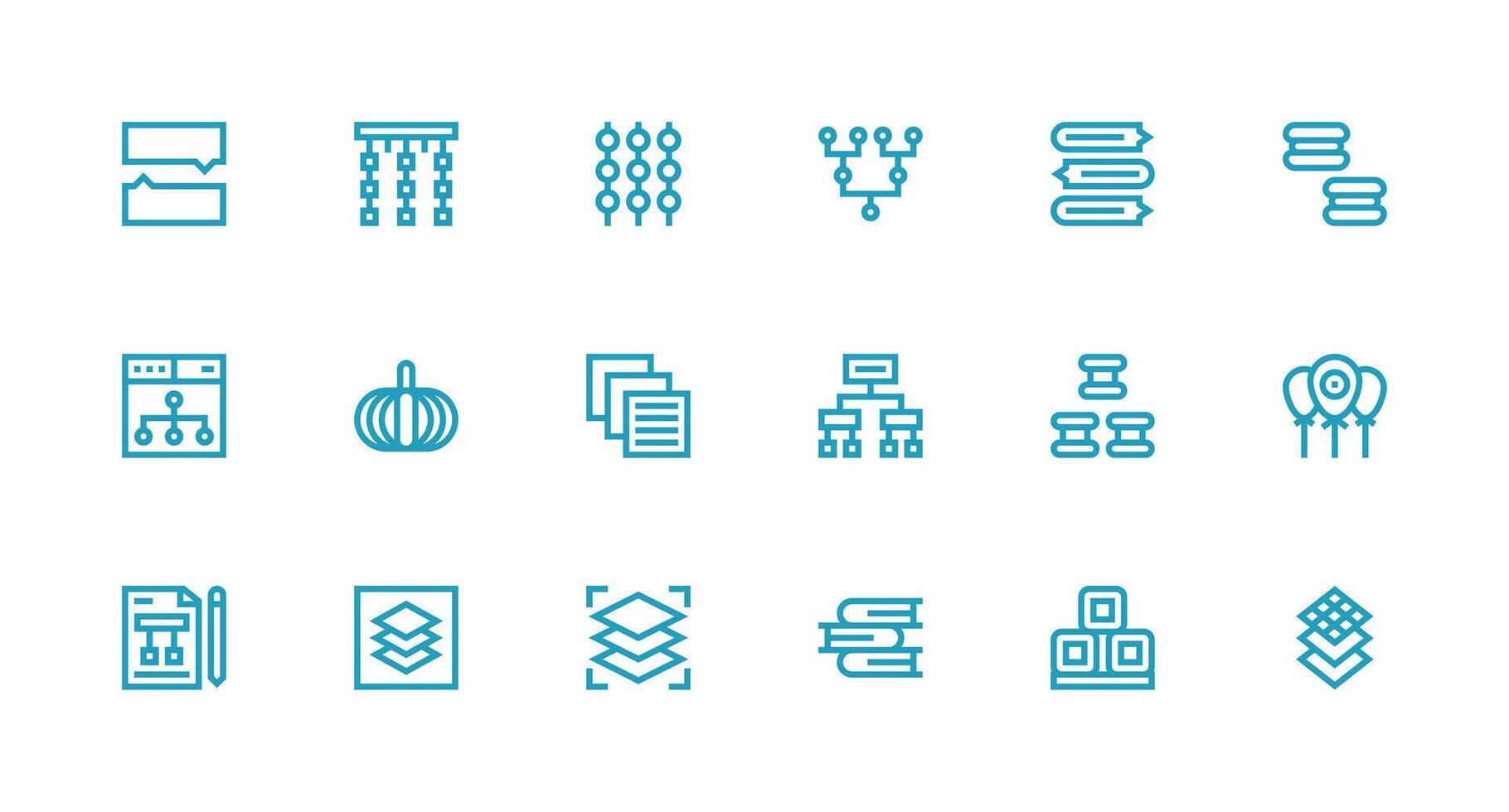 Grouping Set with 18 Strong Stroke Line Icons Multi-Style Icon Collection vector