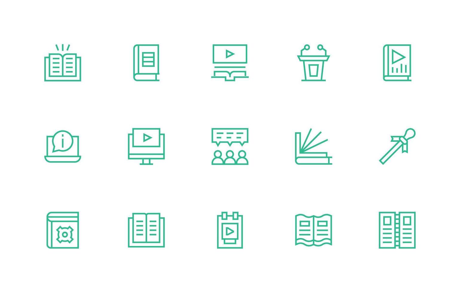 Regular Line Style Tutorial Icons with 15 Vectors Simple Icons for Interface and Wireframes