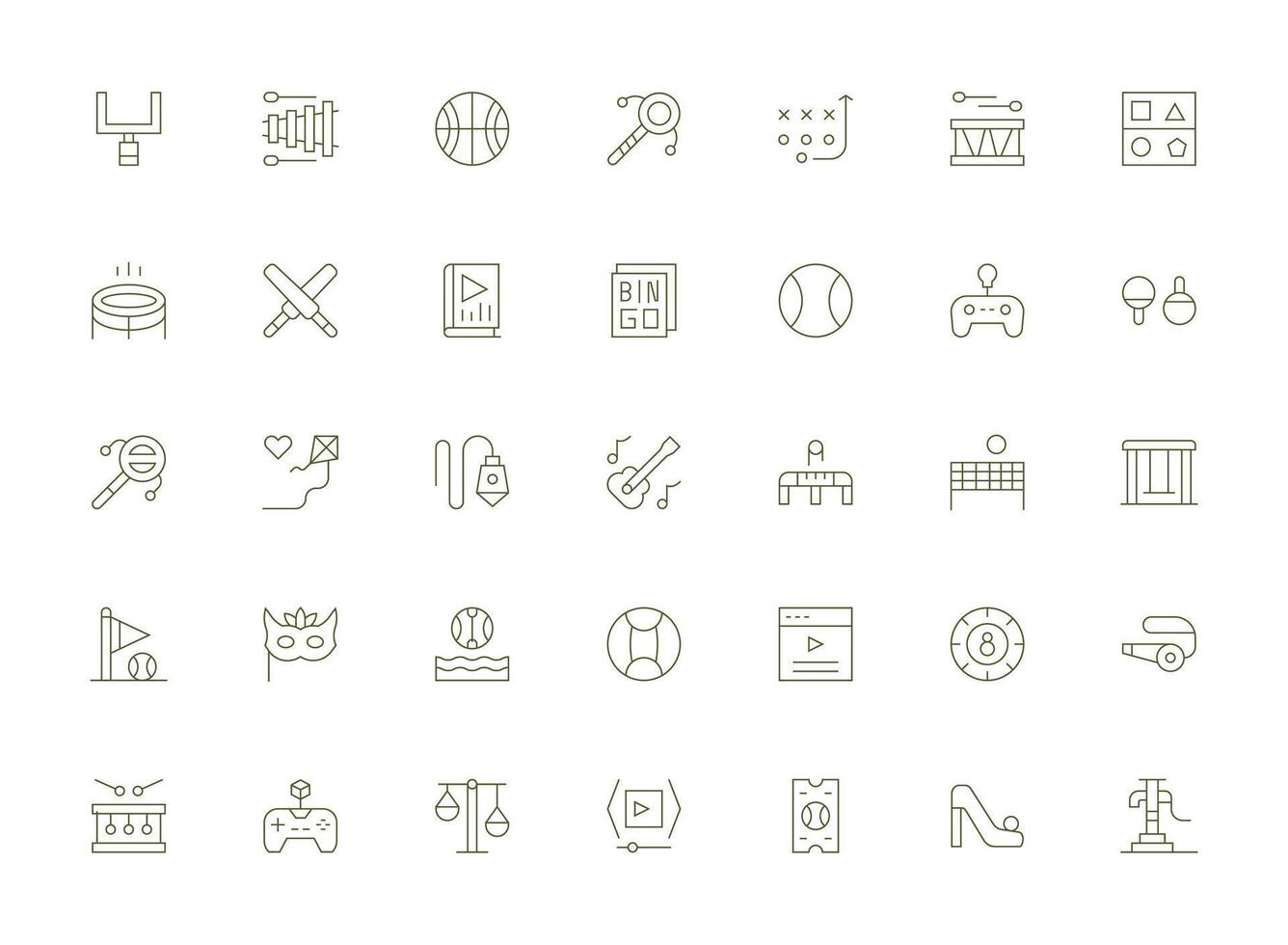Light Line Style Play Icons with 35 Vectors Responsive Icon Set for Flexible Layouts