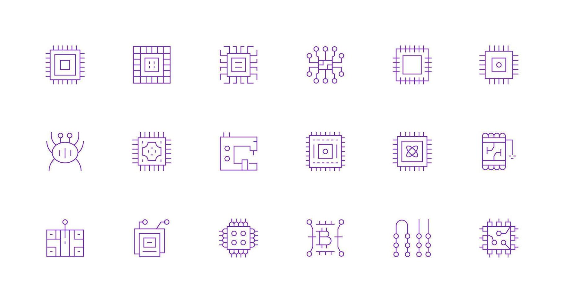 18 Minimal Line Style Icons from Integrated Circuit Collection All-Purpose Icon Design Pack vector