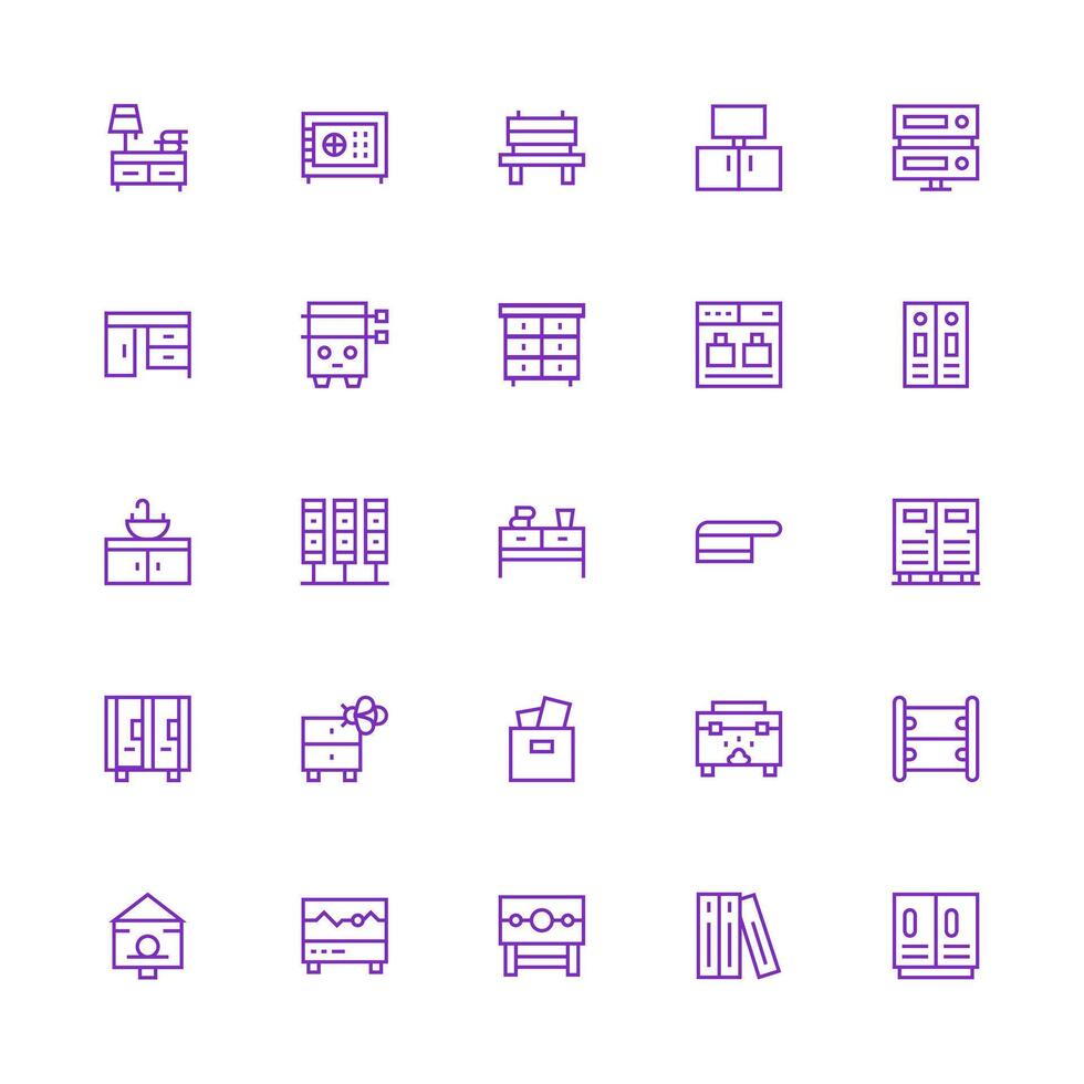 Medium Stroke Outline Icons from Cabinet Set with 25 Vectors Multi-Purpose Icon Pack for Templates