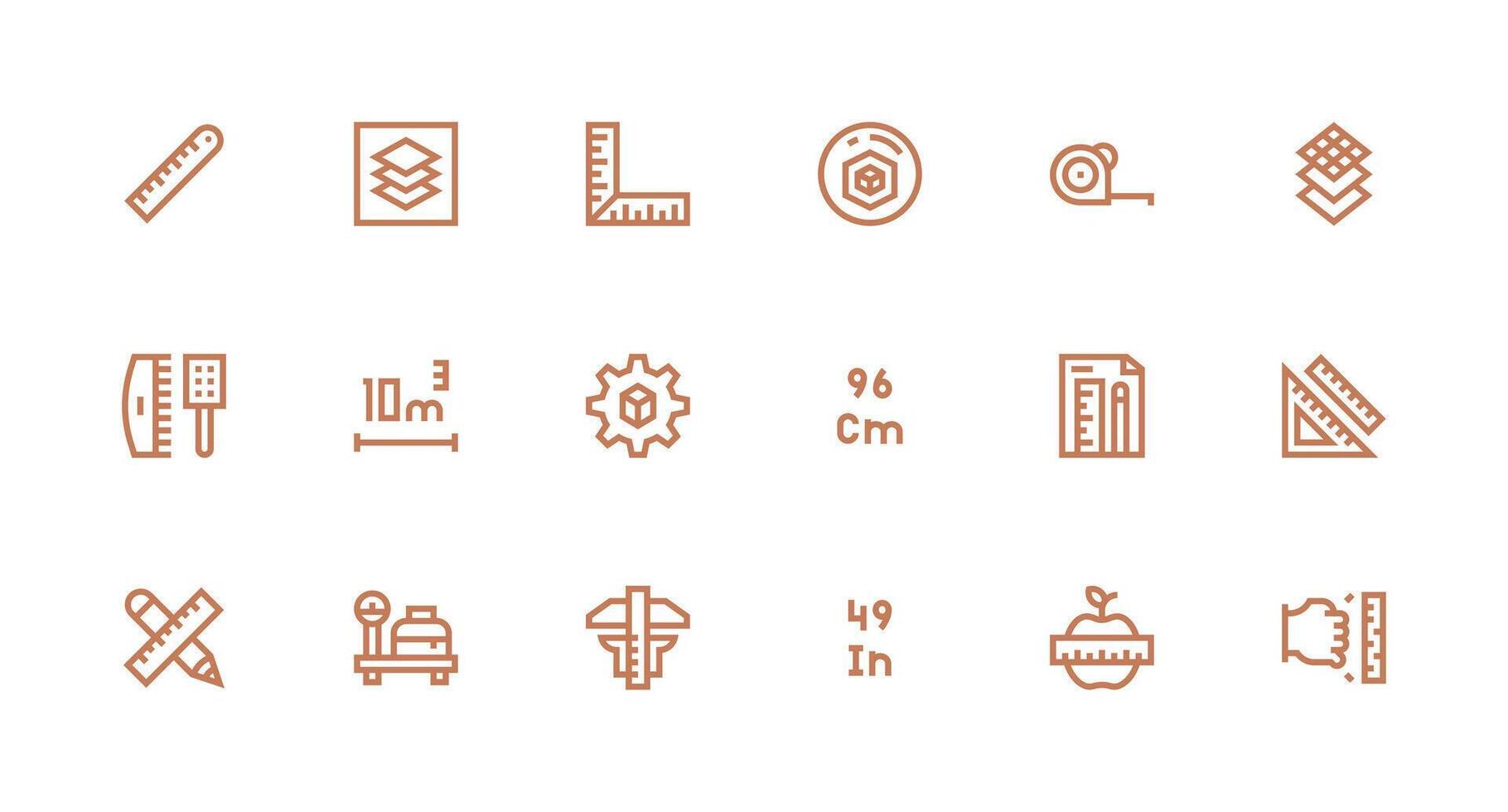 Strong Stroke Line Icons from Dimension Set with 18 Vectors UI-Ready Icon Collection