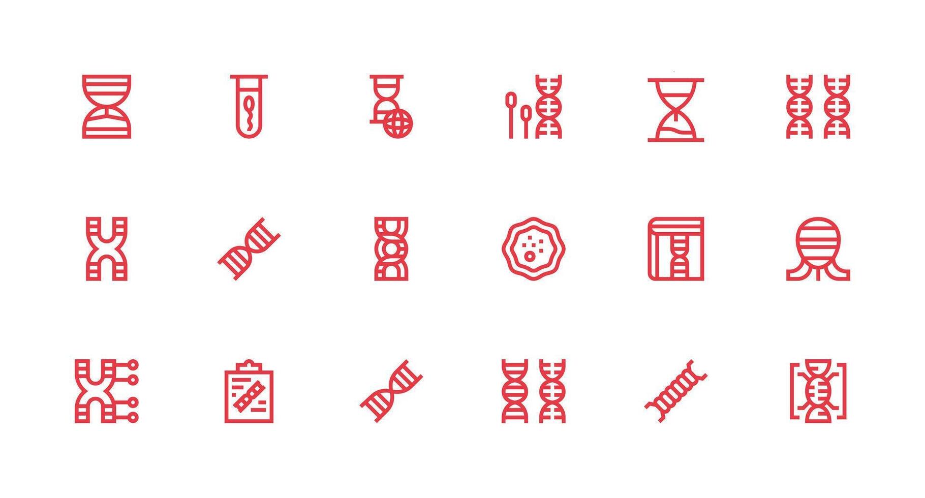 Genetics featuring 18 Icons in Strong Stroke Line Design Responsive Icon Set for Flexible Layouts vector