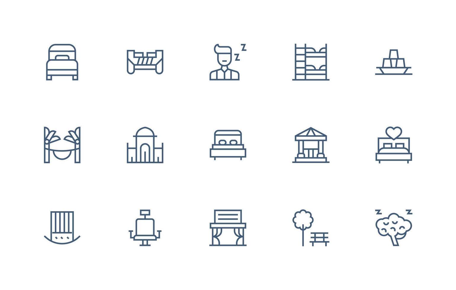 15 Rest Icons in Regular Line Aesthetic UI and UX Focused Icon Collection vector