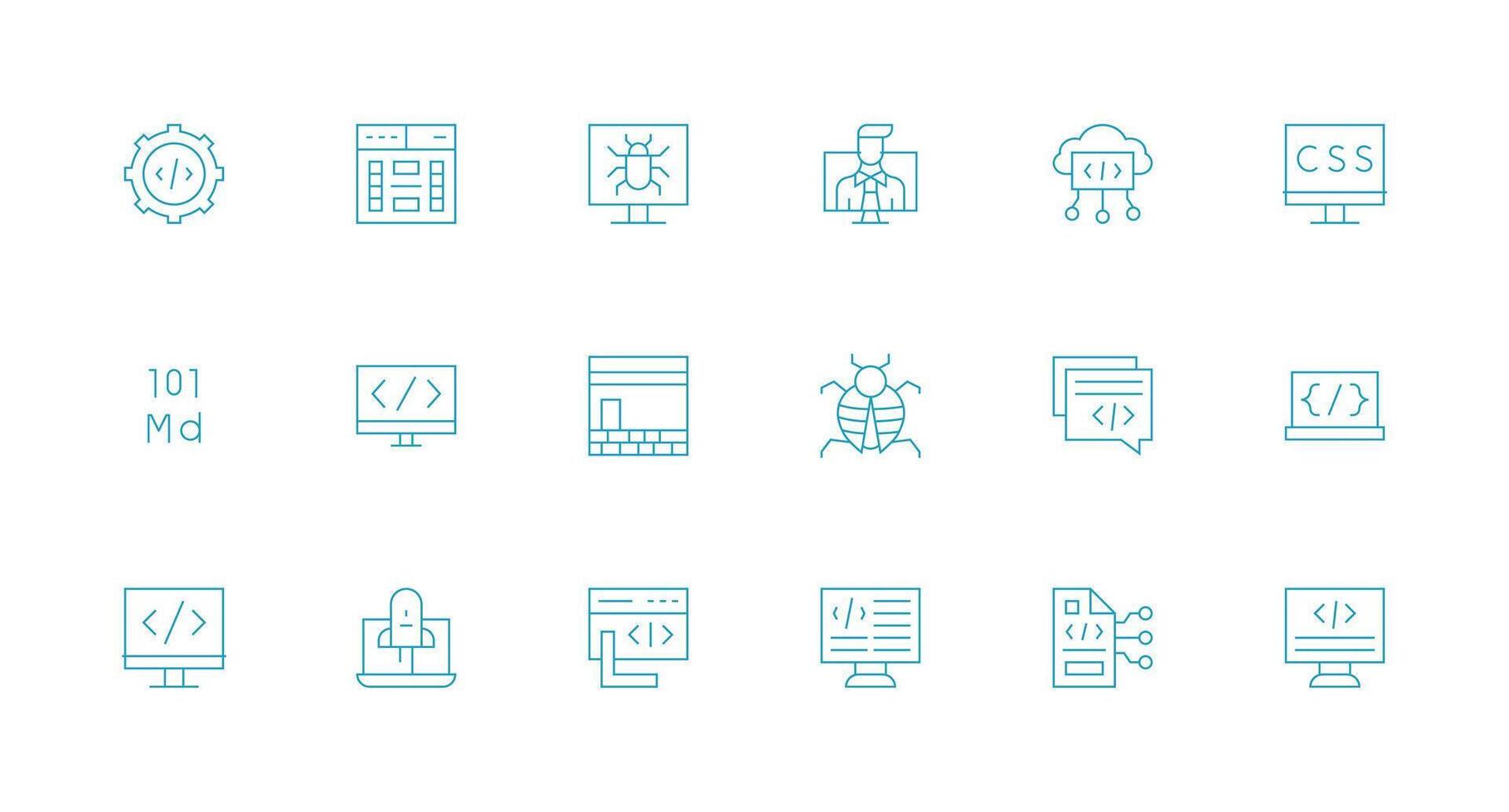 codificación conjunto con 18 mínimo línea íconos icono paquete vector