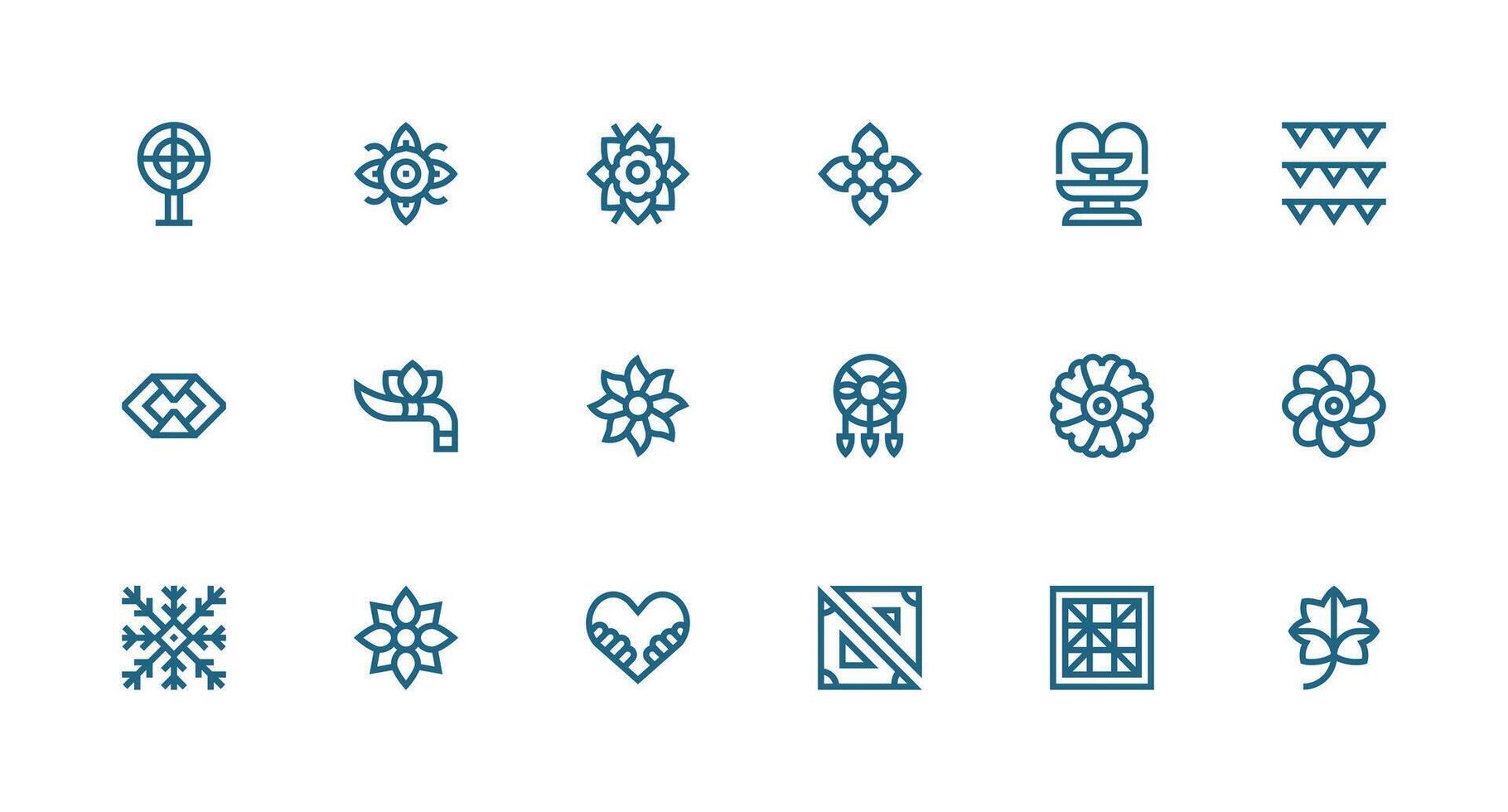 18 Icons for Motif in Strong Stroke Line Format Balanced Icon Set for Functional Design vector